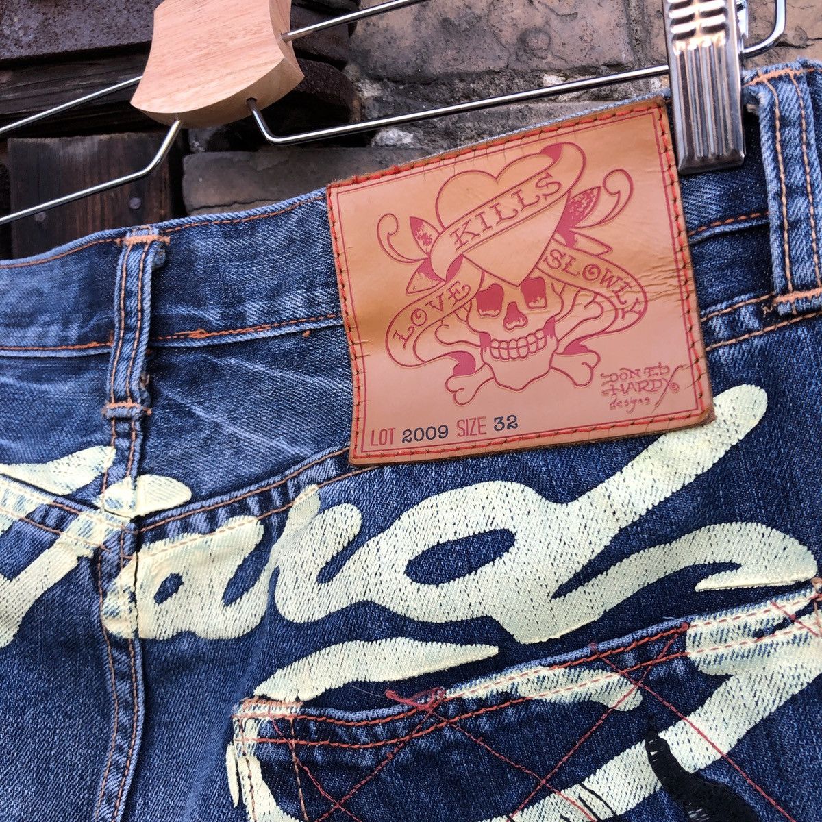 Christian Audigier × Ed Hardy × Vintage Rare Ed Hardy Jeans Denim Embroidery Wolf Tiger Y2K Vintage Size US 32 / EU 48 - 4 Thumbnail