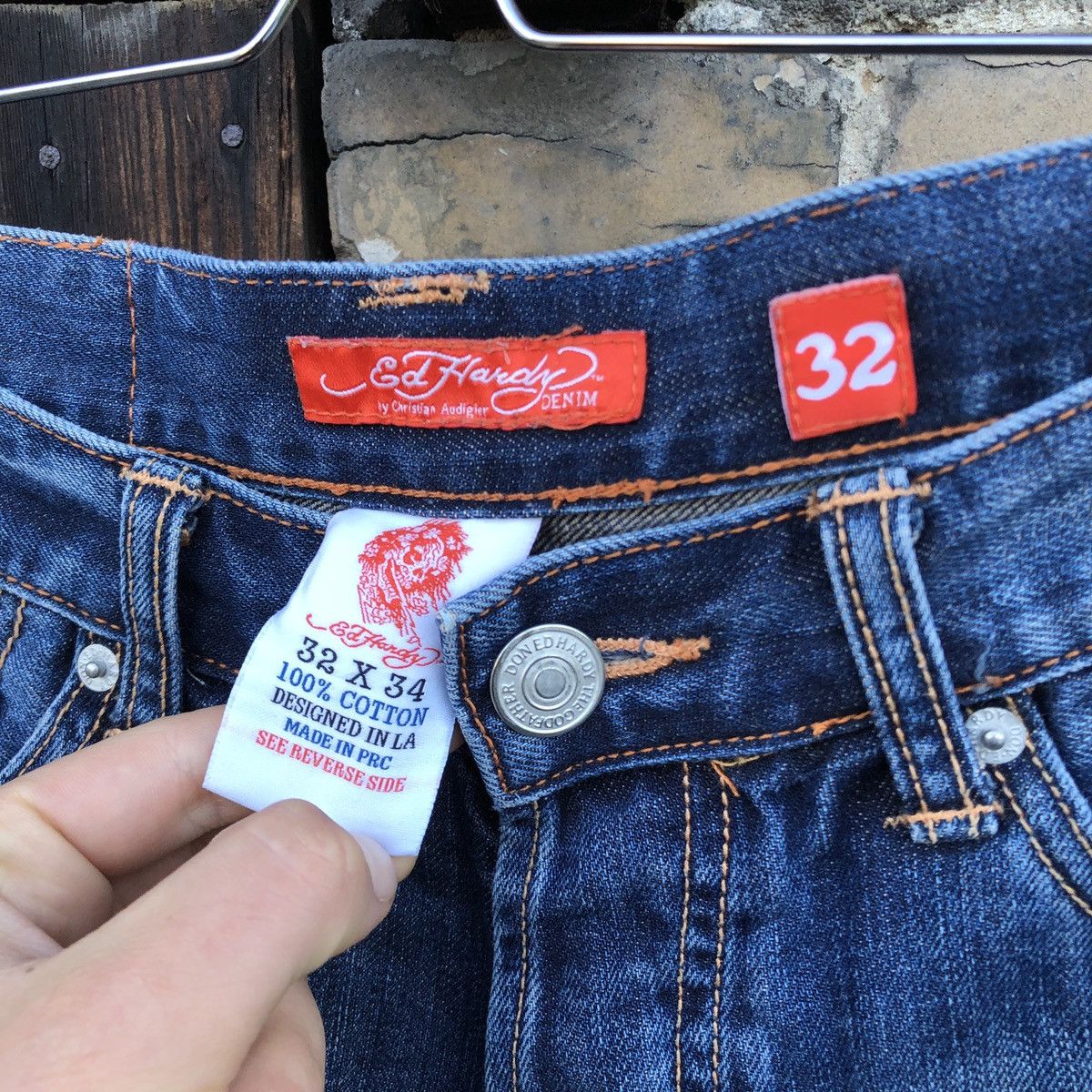Christian Audigier × Ed Hardy × Vintage Rare Ed Hardy Jeans Denim Embroidery Wolf Tiger Y2K Vintage Size US 32 / EU 48 - 10 Thumbnail