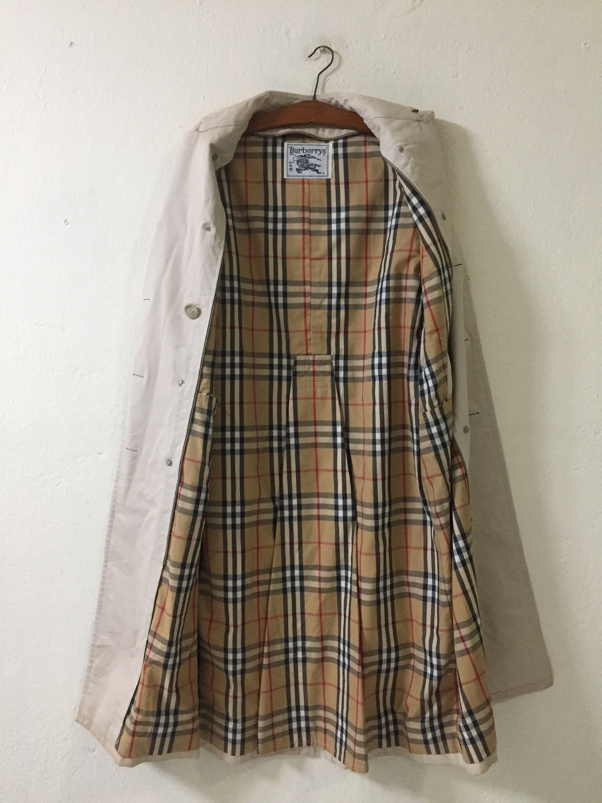 Vintage 80s Burberry Nova Check Lined Trench Jacket Size M