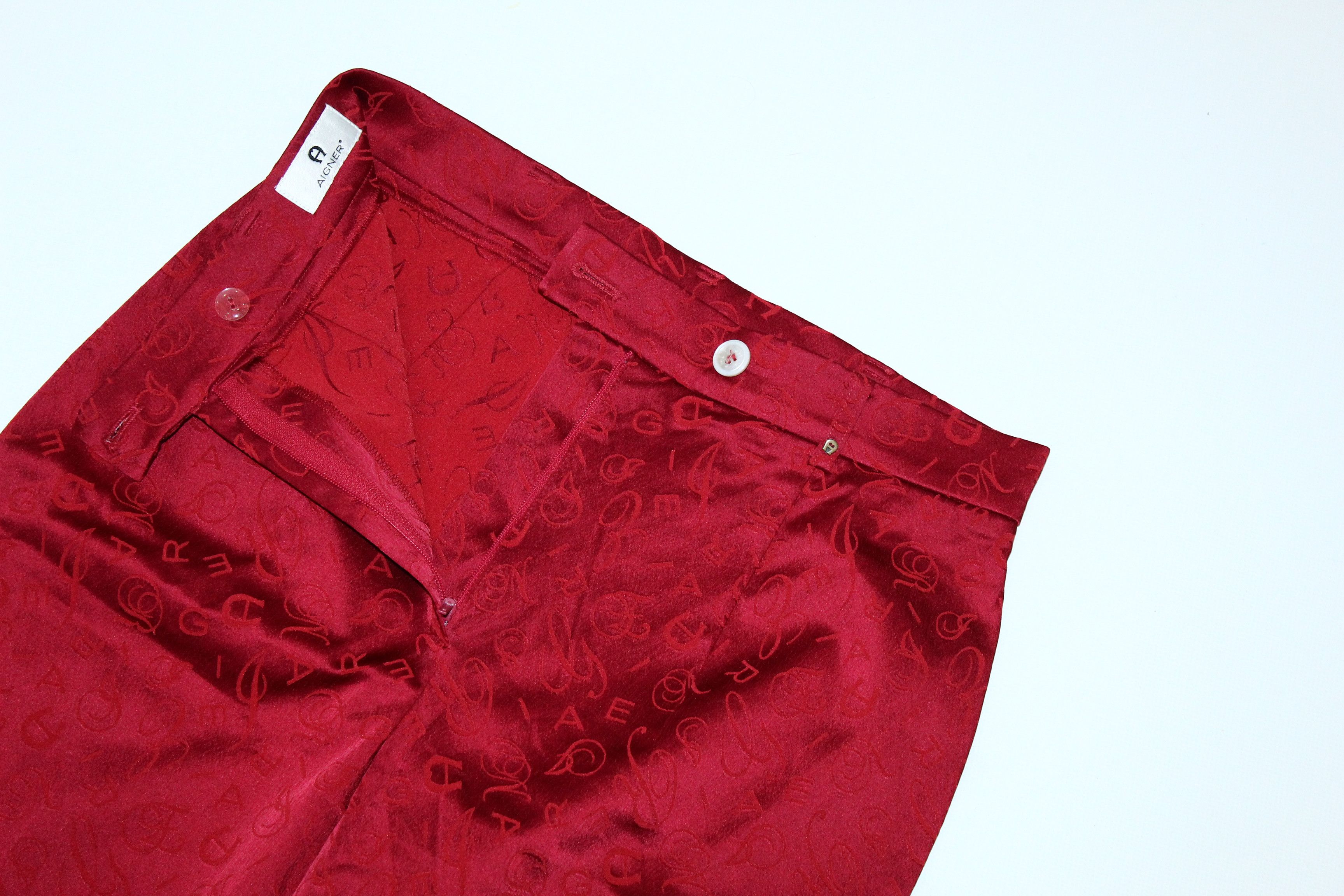 Aigner × Etienne Aigner Aigner Monogram Acetat Nylon Blend Casual Pants Size 26" / US 2 / IT 38 - 11 Thumbnail