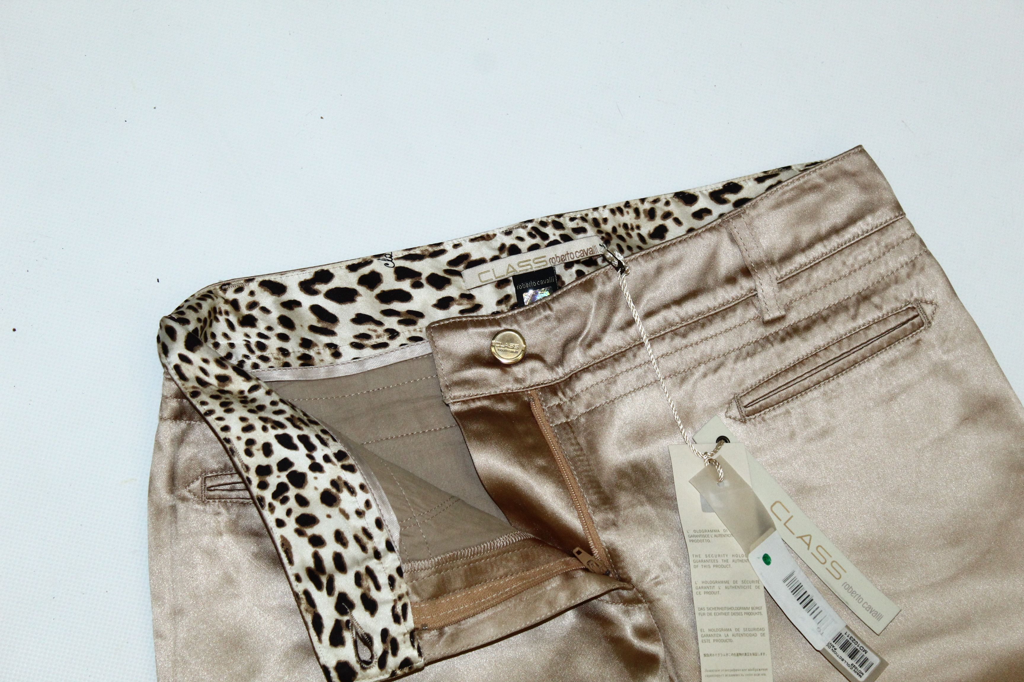 Roberto Cavalli Class by Roberto Cavalli Gold Satin Relaxed Fit Pants Size 30" / US 8 / IT 44 - 7 Thumbnail
