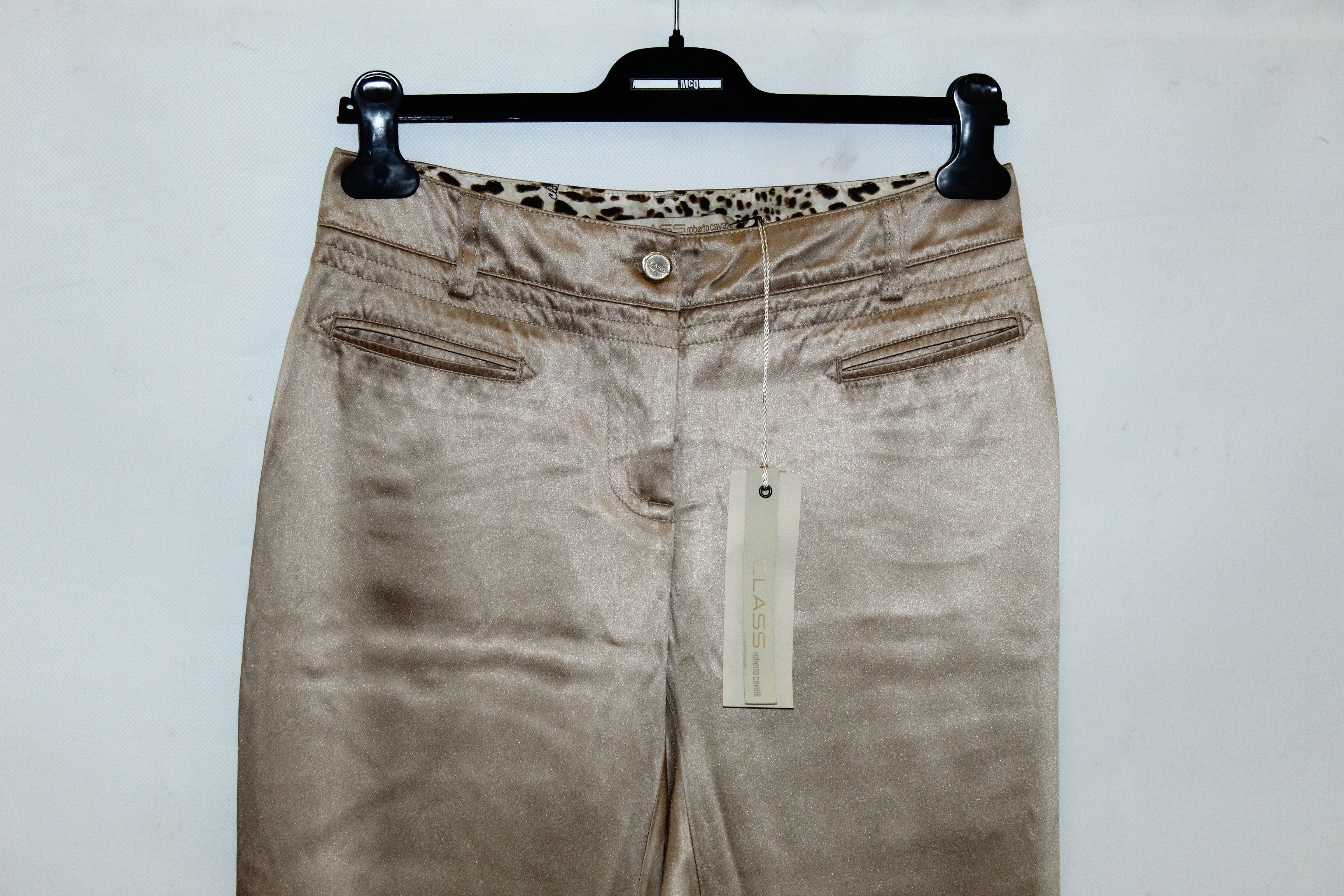 Roberto Cavalli Class by Roberto Cavalli Gold Satin Relaxed Fit Pants Size 30" / US 8 / IT 44 - 3 Thumbnail