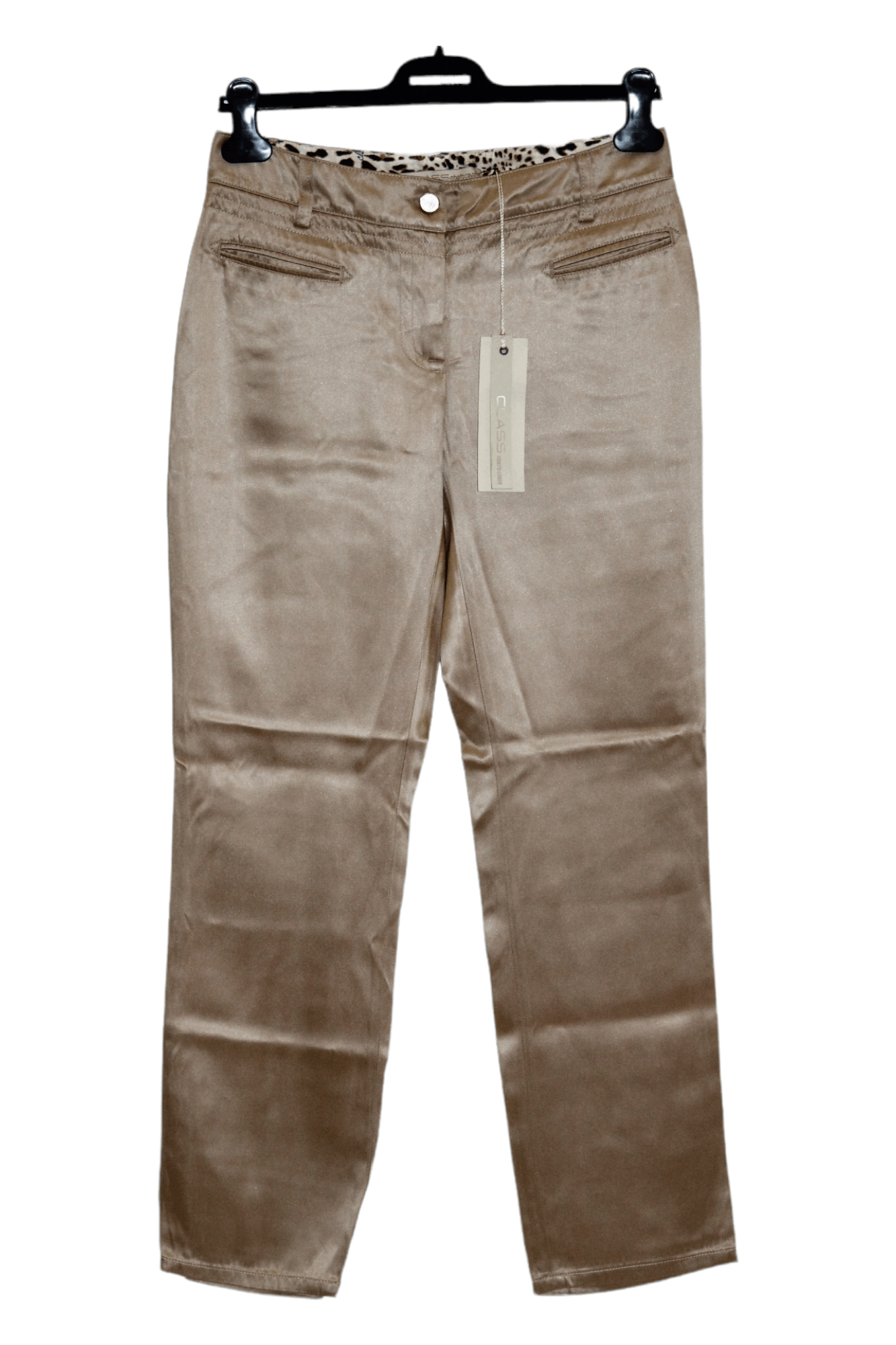 Roberto Cavalli Class by Roberto Cavalli Gold Satin Relaxed Fit Pants Size 30" / US 8 / IT 44 - 1 Thumbnail