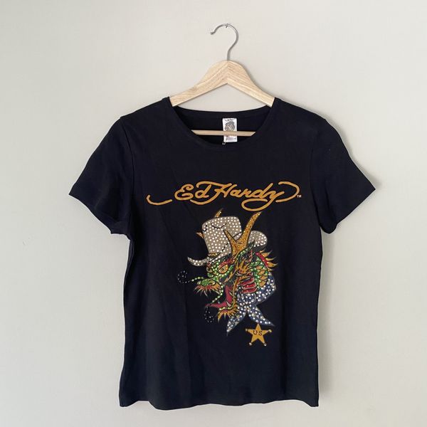 Vintage Vintage Y2K Ed Hardy Bedazzled Dragon T-Shirt | Grailed