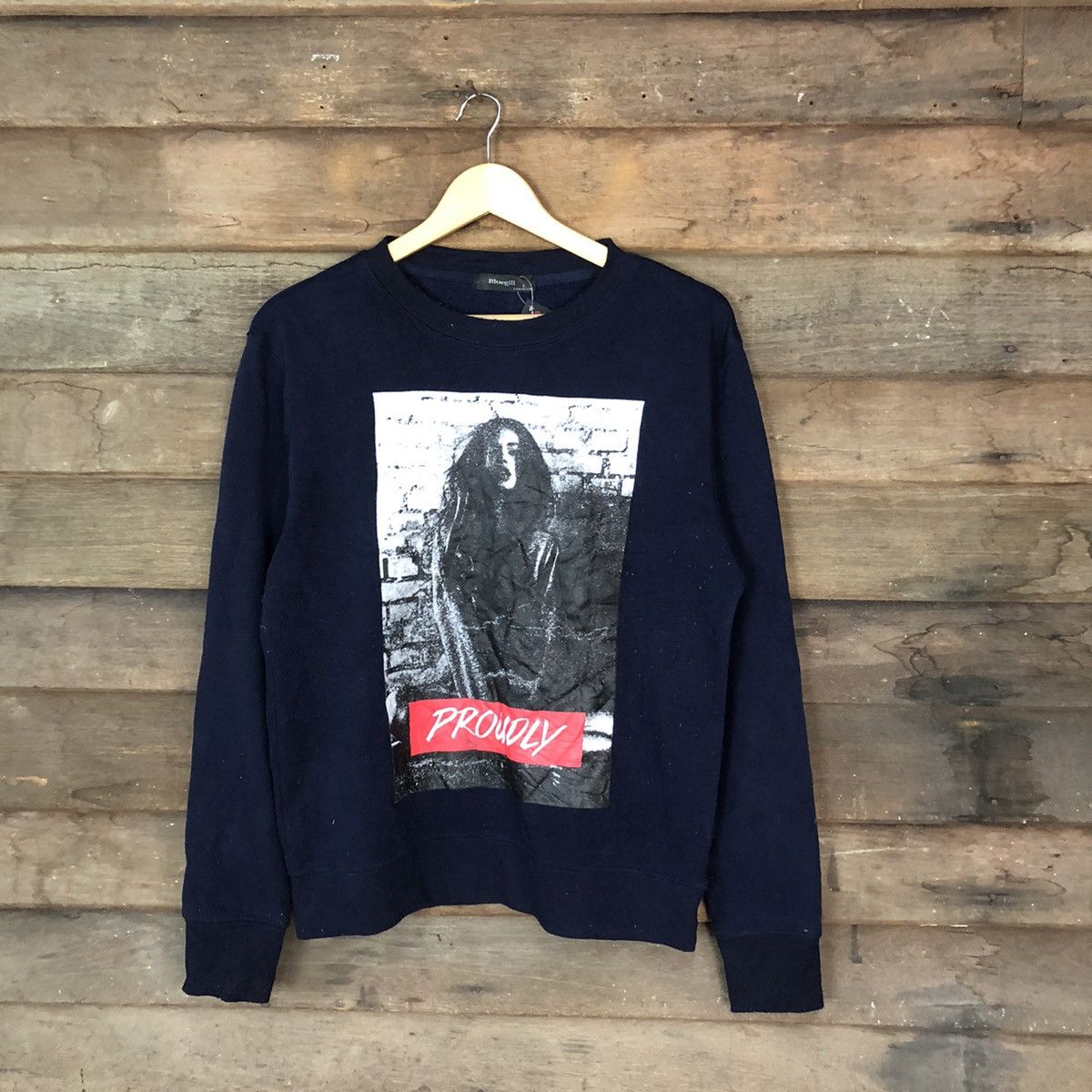 Japanese Brand Bluegill proudly box logo Dark blue Sweatshirt #4763 Size US M / EU 48-50 / 2 - 1 Thumbnail