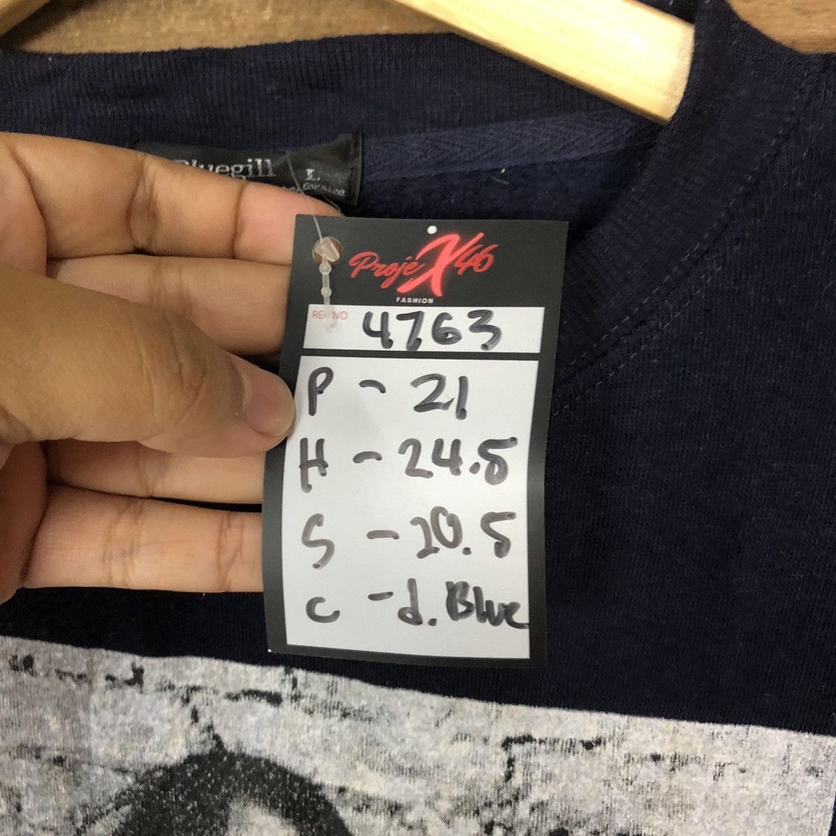 Japanese Brand Bluegill proudly box logo Dark blue Sweatshirt #4763 Size US M / EU 48-50 / 2 - 8 Thumbnail