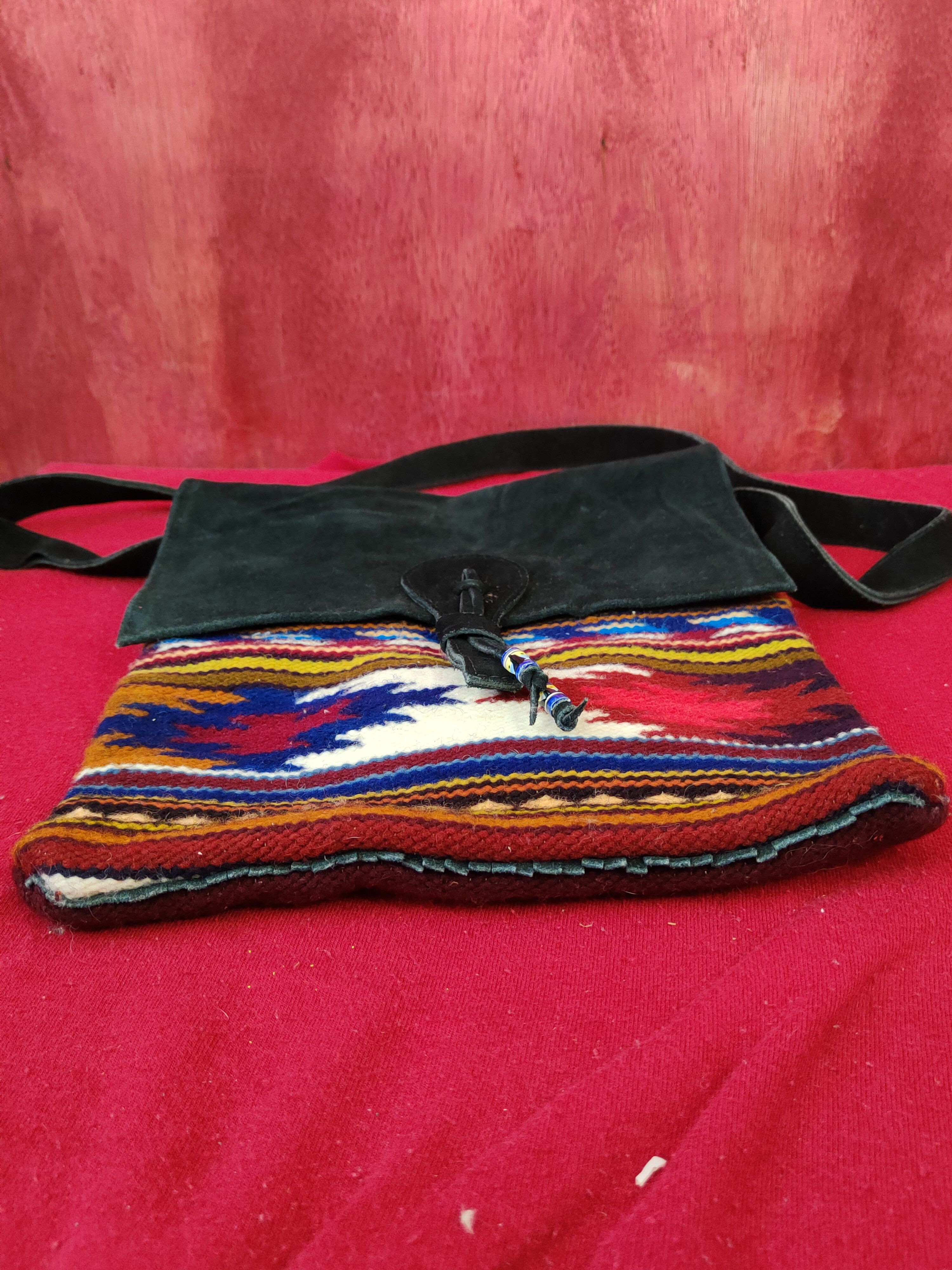 Japanese Brand DL Black Brown navajo embroidered Crossbody Bag #SB051 Size ONE SIZE - 8 Thumbnail