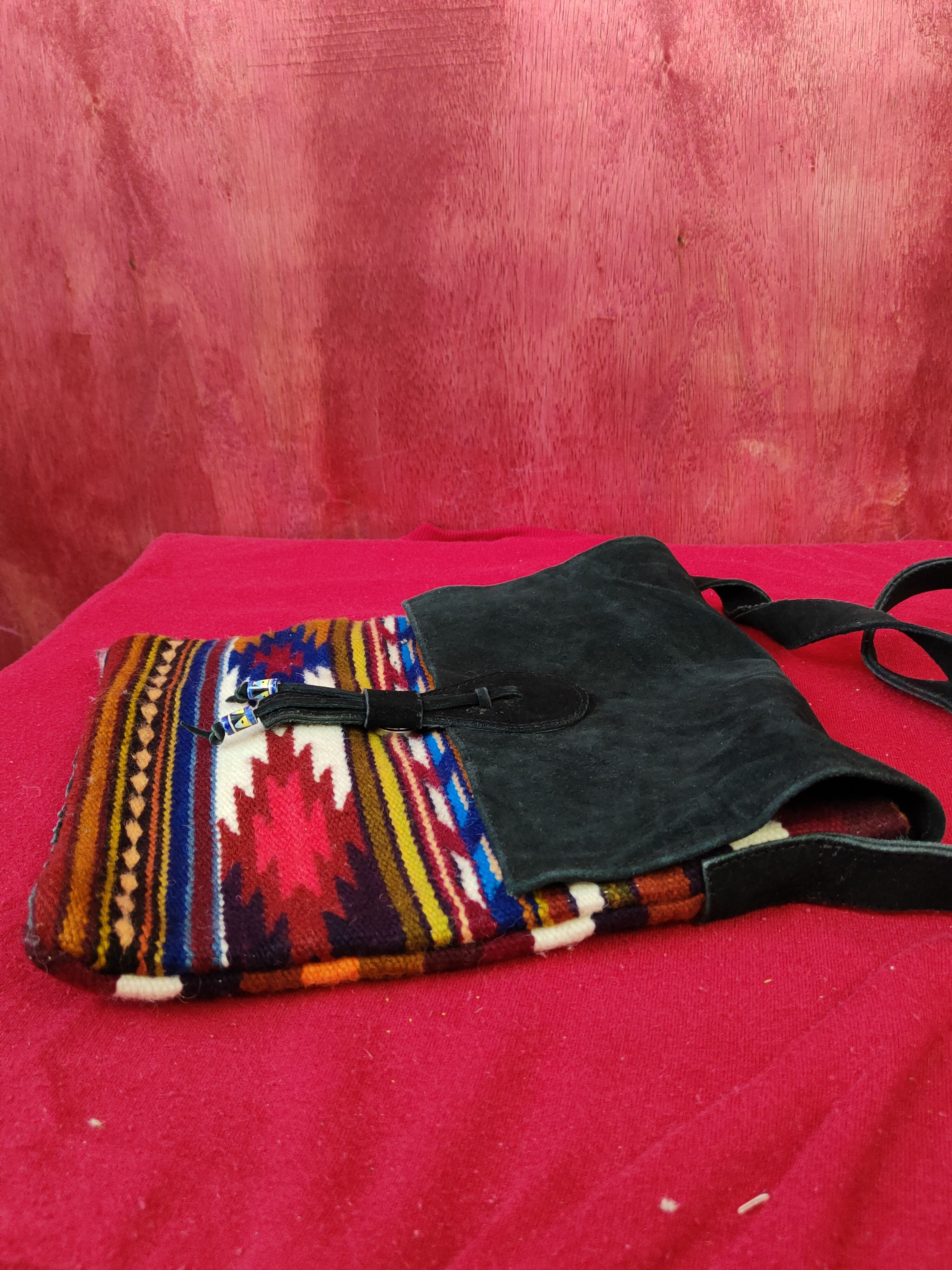 Japanese Brand DL Black Brown navajo embroidered Crossbody Bag #SB051 Size ONE SIZE - 6 Thumbnail