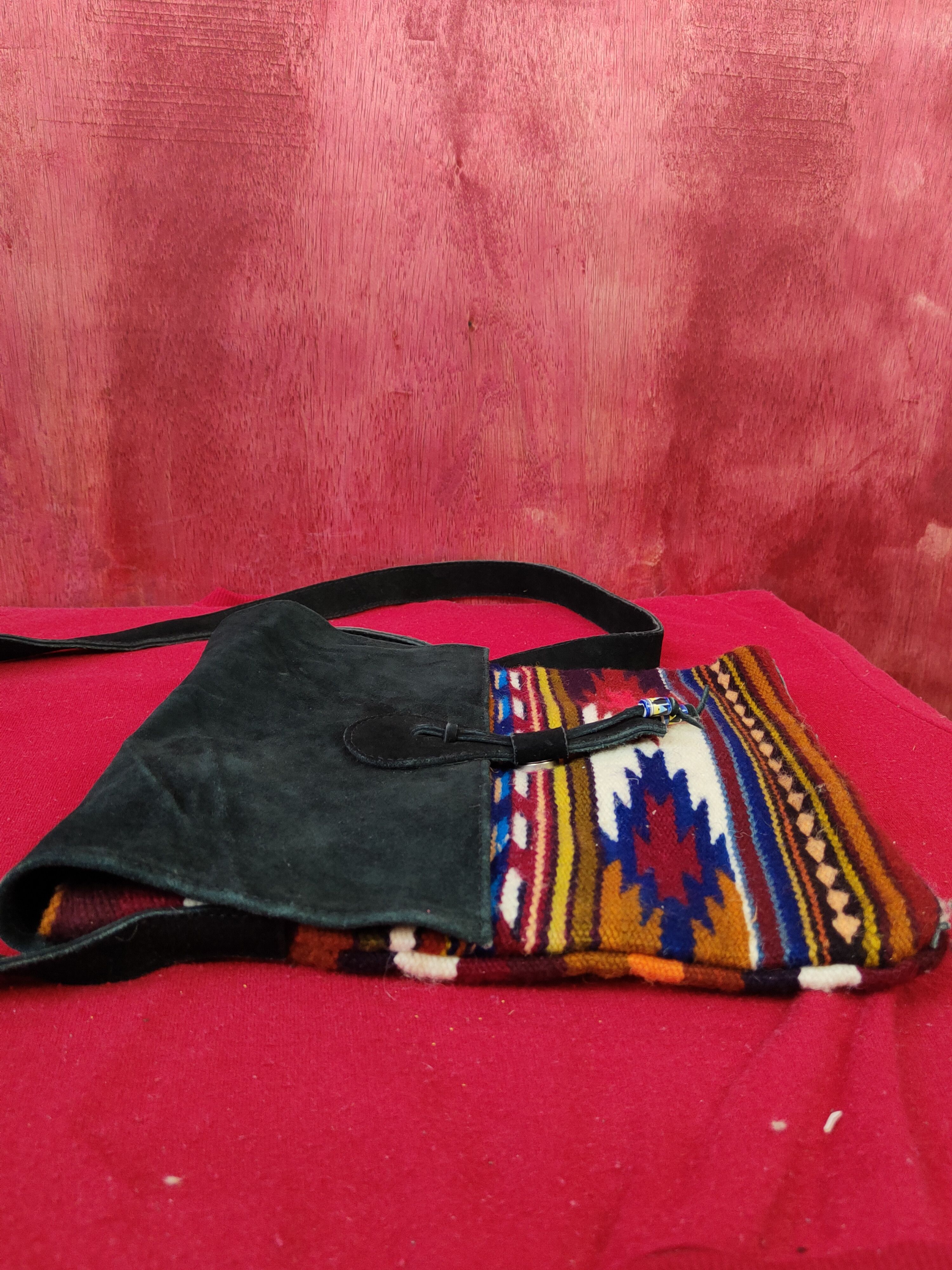 Japanese Brand DL Black Brown navajo embroidered Crossbody Bag #SB051 Size ONE SIZE - 7 Thumbnail