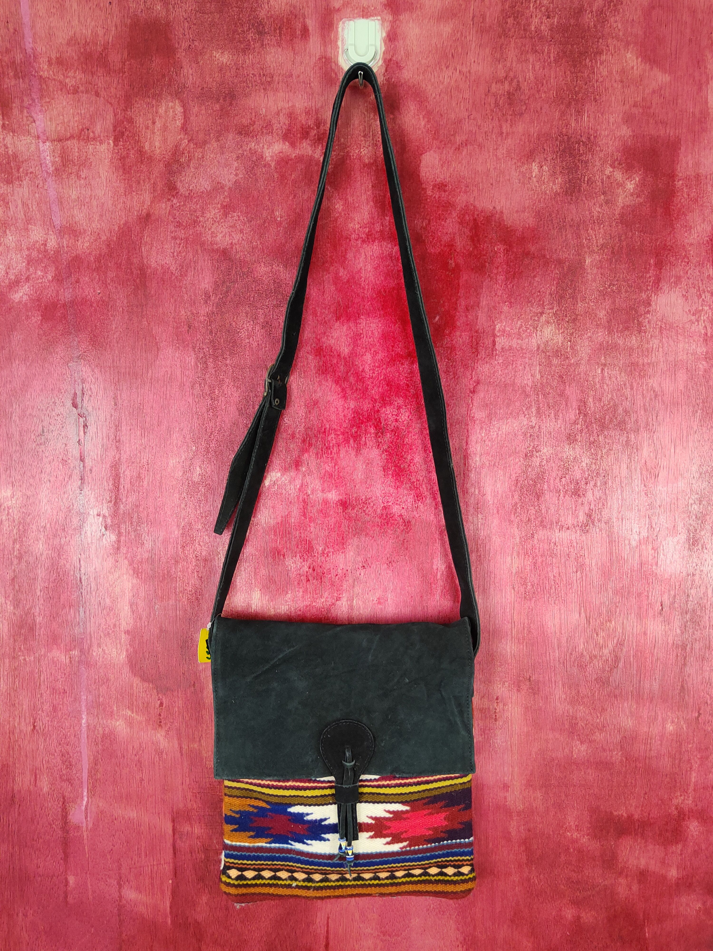 Japanese Brand DL Black Brown navajo embroidered Crossbody Bag #SB051 Size ONE SIZE - 1 Thumbnail