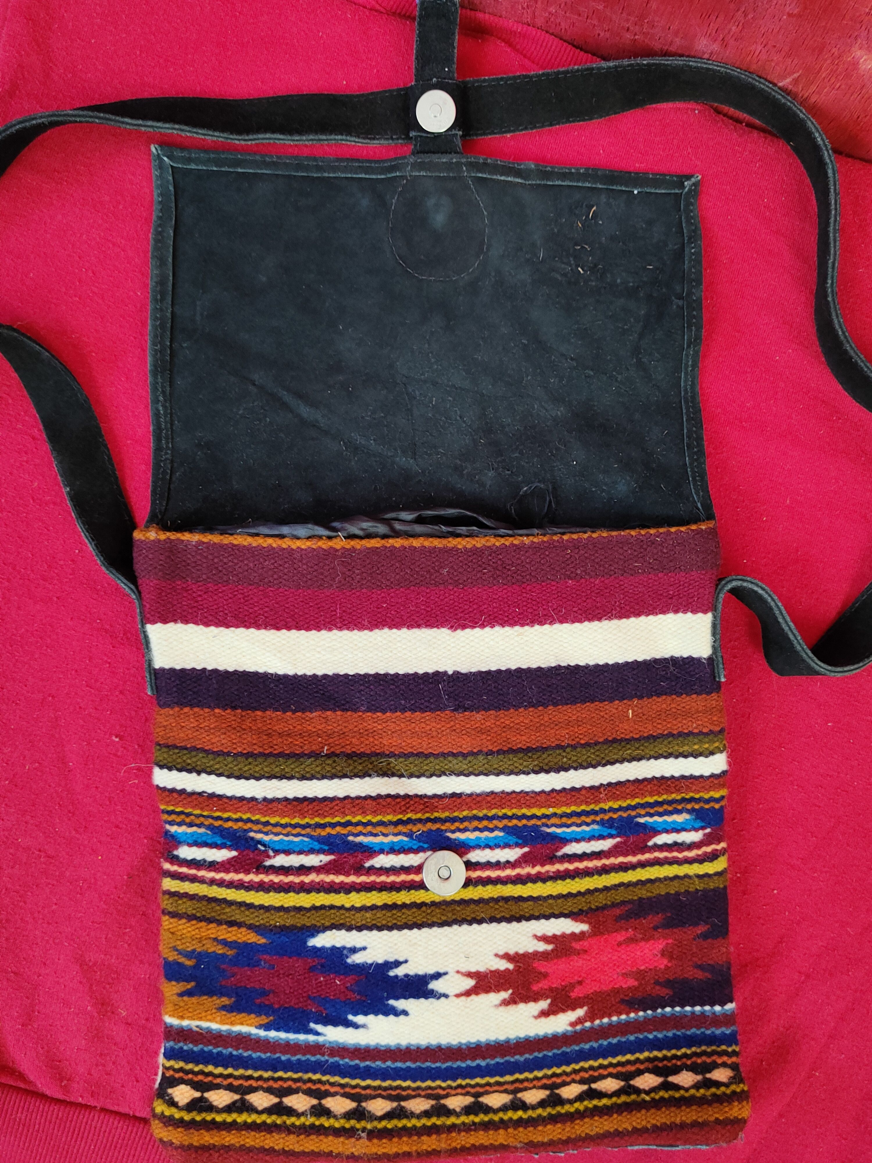 Japanese Brand DL Black Brown navajo embroidered Crossbody Bag #SB051 Size ONE SIZE - 9 Thumbnail