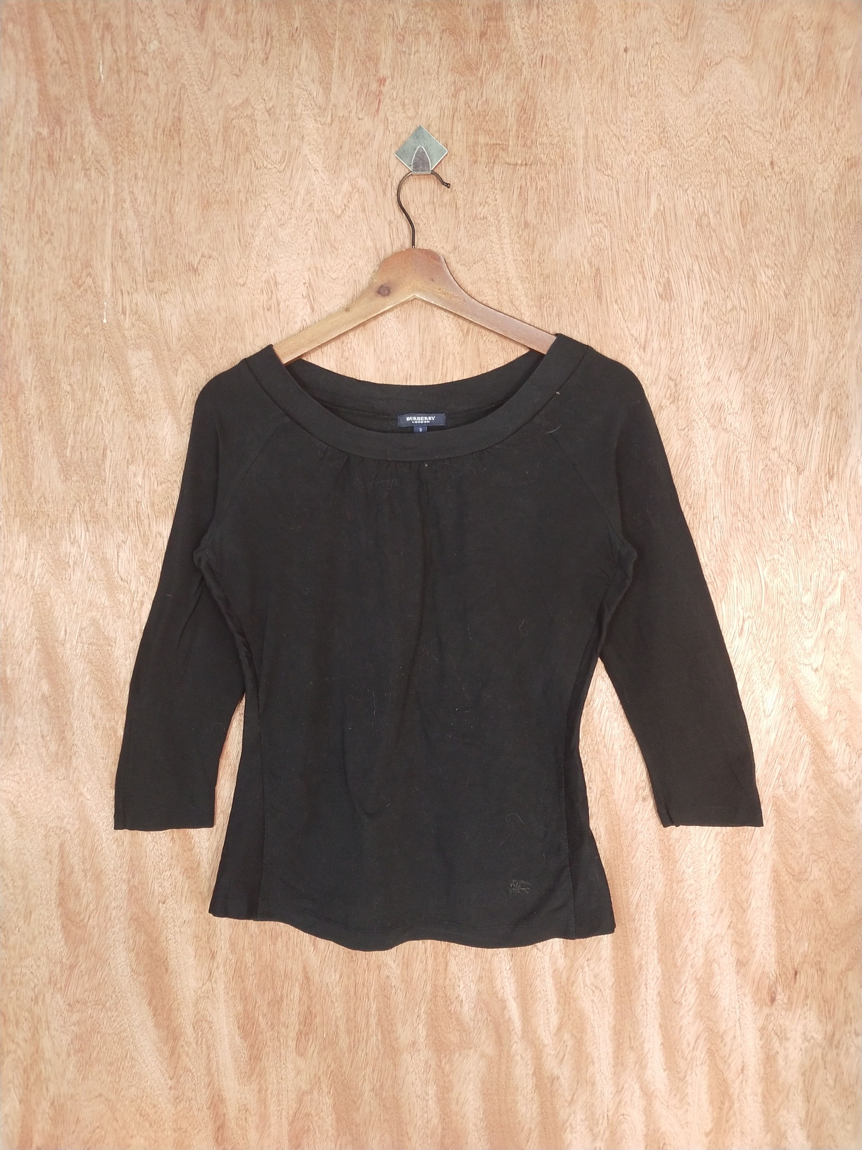 Burberry London Black/White Check Cotton Blend Blouse Size 2
