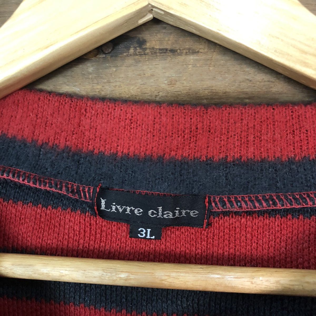 Japanese Brand DL Livre Claire Stripe Red like cobain Knitwear #6879 Size L / US 10 / IT 46 - 7 Thumbnail