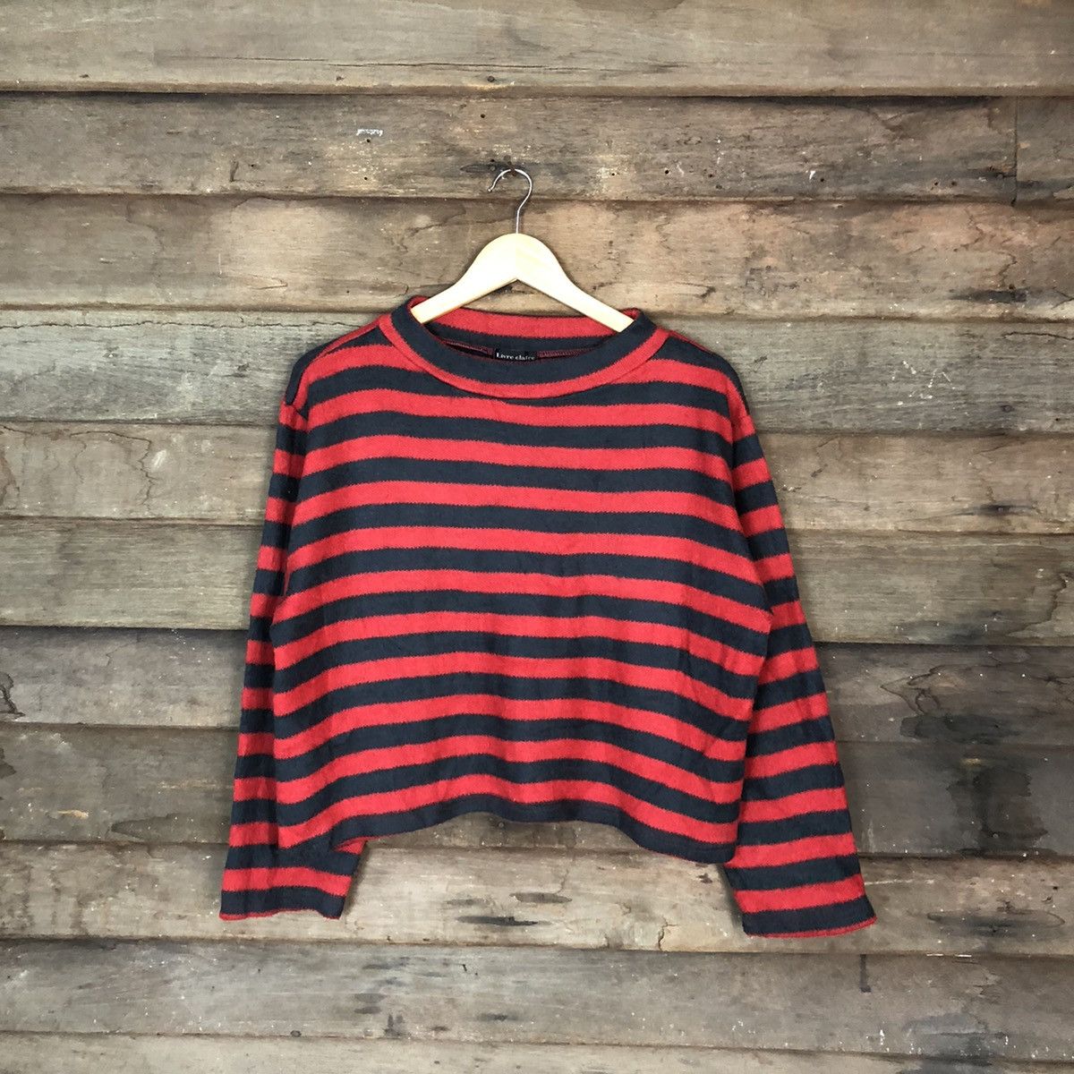 Japanese Brand DL Livre Claire Stripe Red like cobain Knitwear #6879 Size L / US 10 / IT 46 - 1 Thumbnail