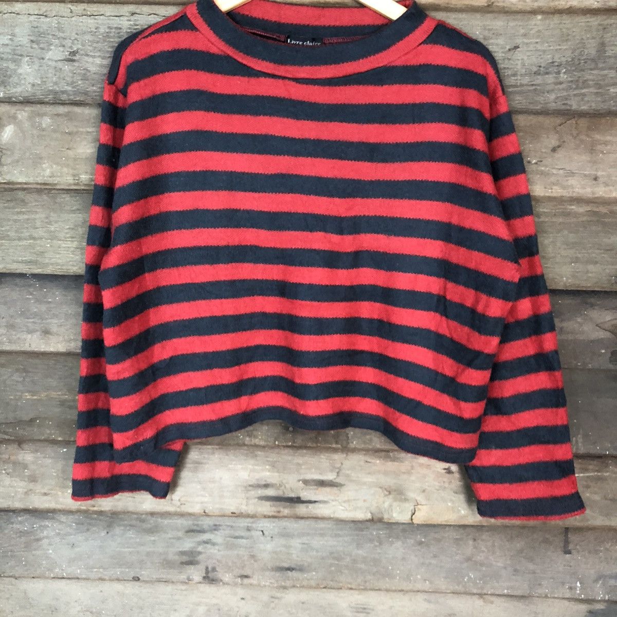 Japanese Brand DL Livre Claire Stripe Red like cobain Knitwear #6879 Size L / US 10 / IT 46 - 3 Thumbnail