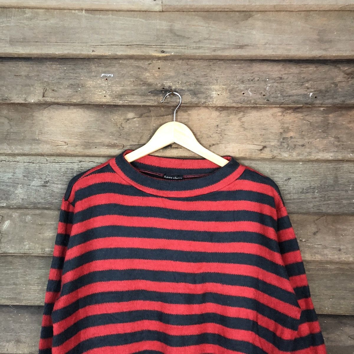 Japanese Brand DL Livre Claire Stripe Red like cobain Knitwear #6879 Size L / US 10 / IT 46 - 2 Thumbnail