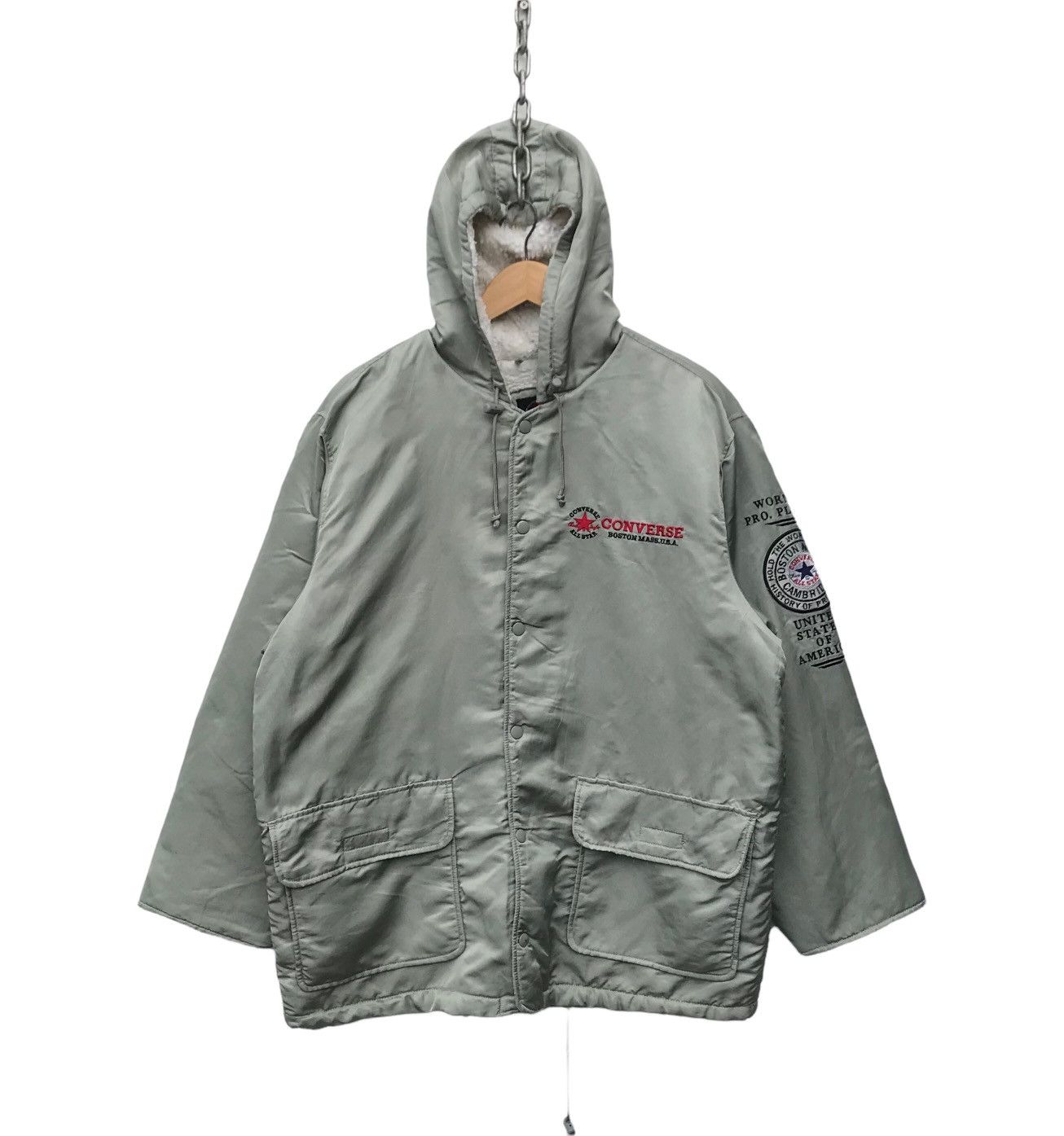 Converse Converse Bombers Sherpa Lining Hoodie Big Logo Jacket Size US L / EU 52-54 / 3 - 2 Thumbnail