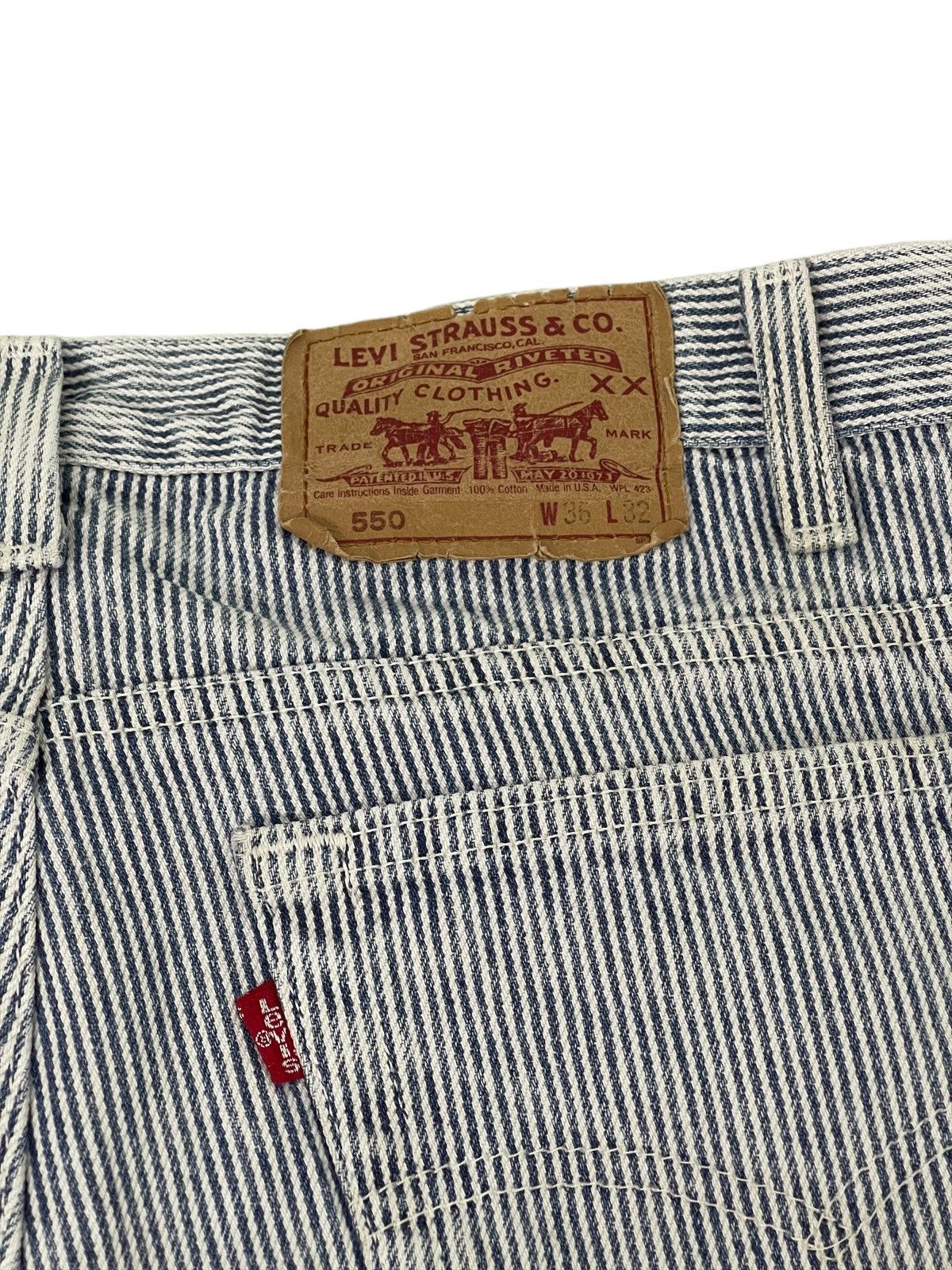 Levi's Rare 80s Levi’s 550 Hickory Tapered Made in USA 11🟦 Size US 35 - 3 Thumbnail