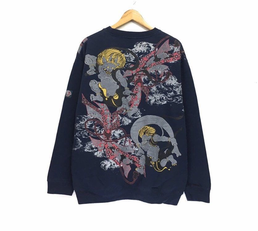 Raijin & Fujin Crewneck Sweatshirt Big Logo Abstract