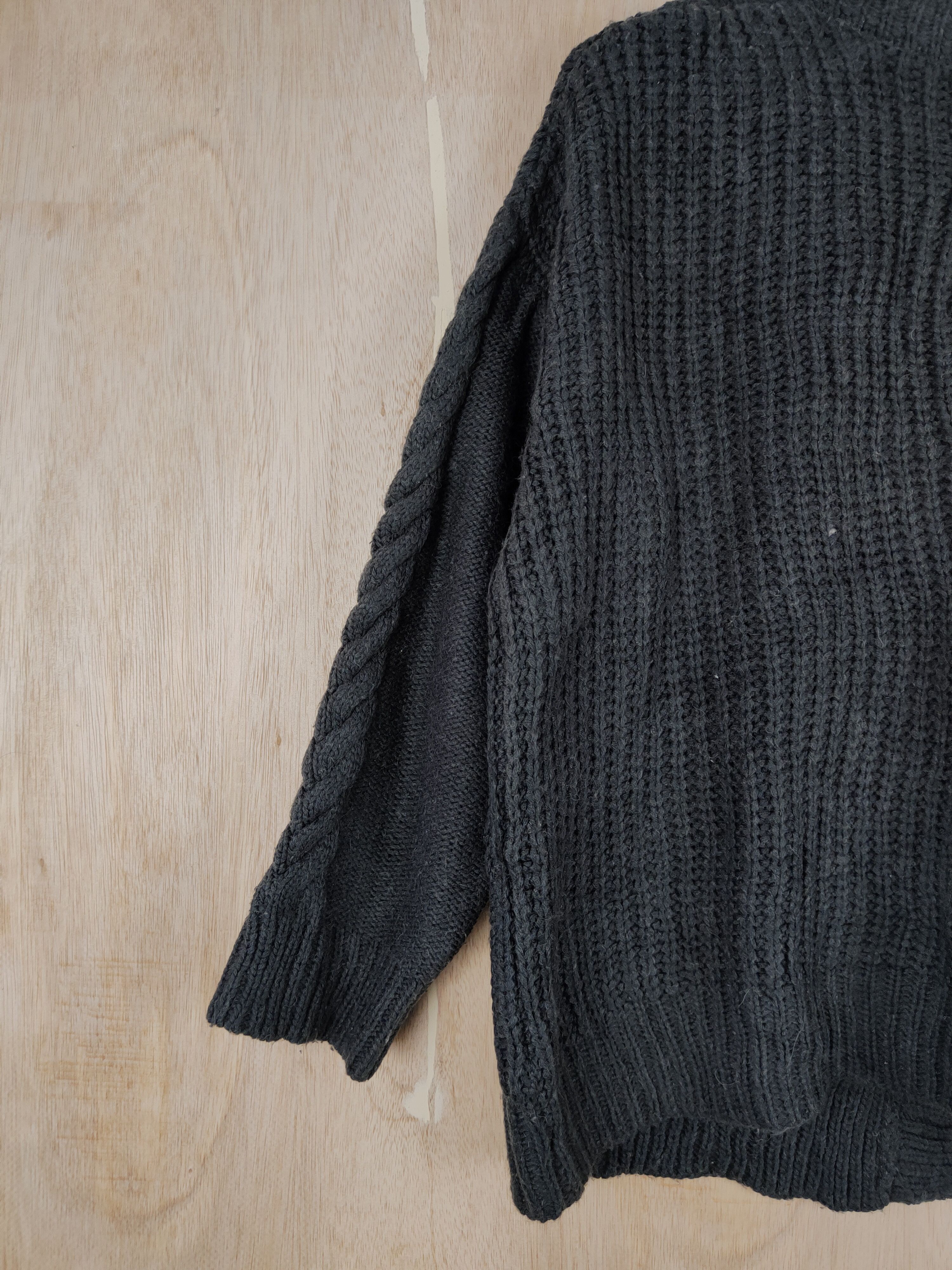 Vintage Aya (Puchipra No) Black Cardigan cable knotwear#S310 Size US L / EU 52-54 / 3 - 8 Thumbnail