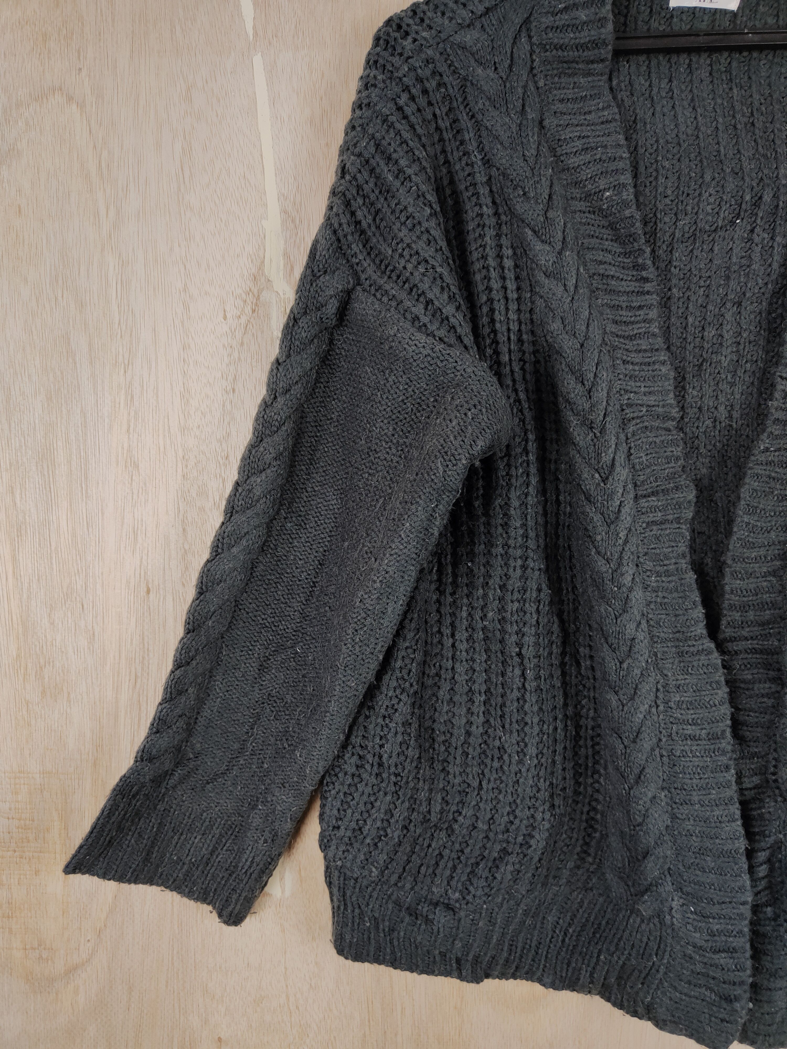 Vintage Aya (Puchipra No) Black Cardigan cable knotwear#S310 Size US L / EU 52-54 / 3 - 3 Thumbnail