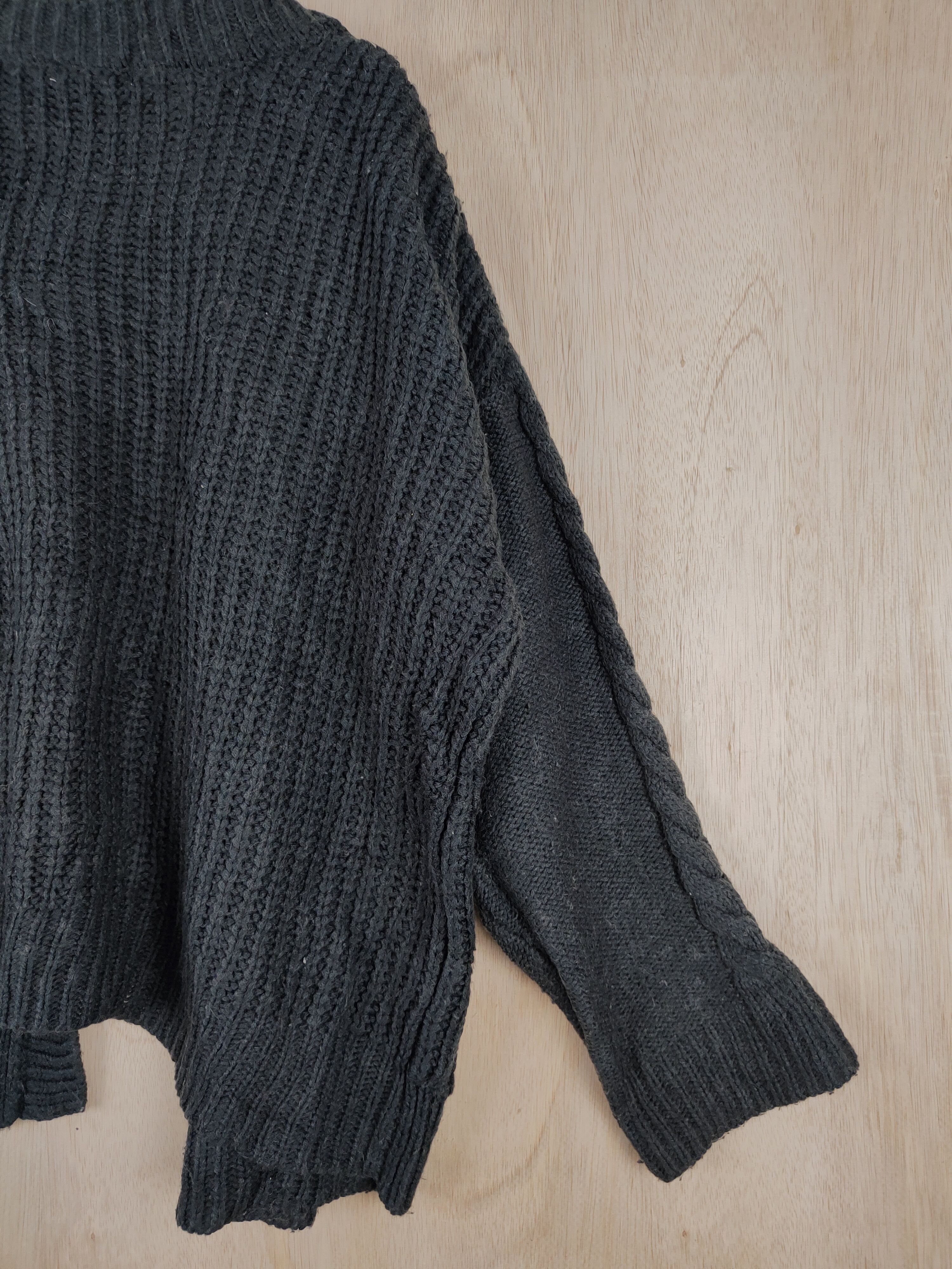 Vintage Aya (Puchipra No) Black Cardigan cable knotwear#S310 Size US L / EU 52-54 / 3 - 9 Thumbnail