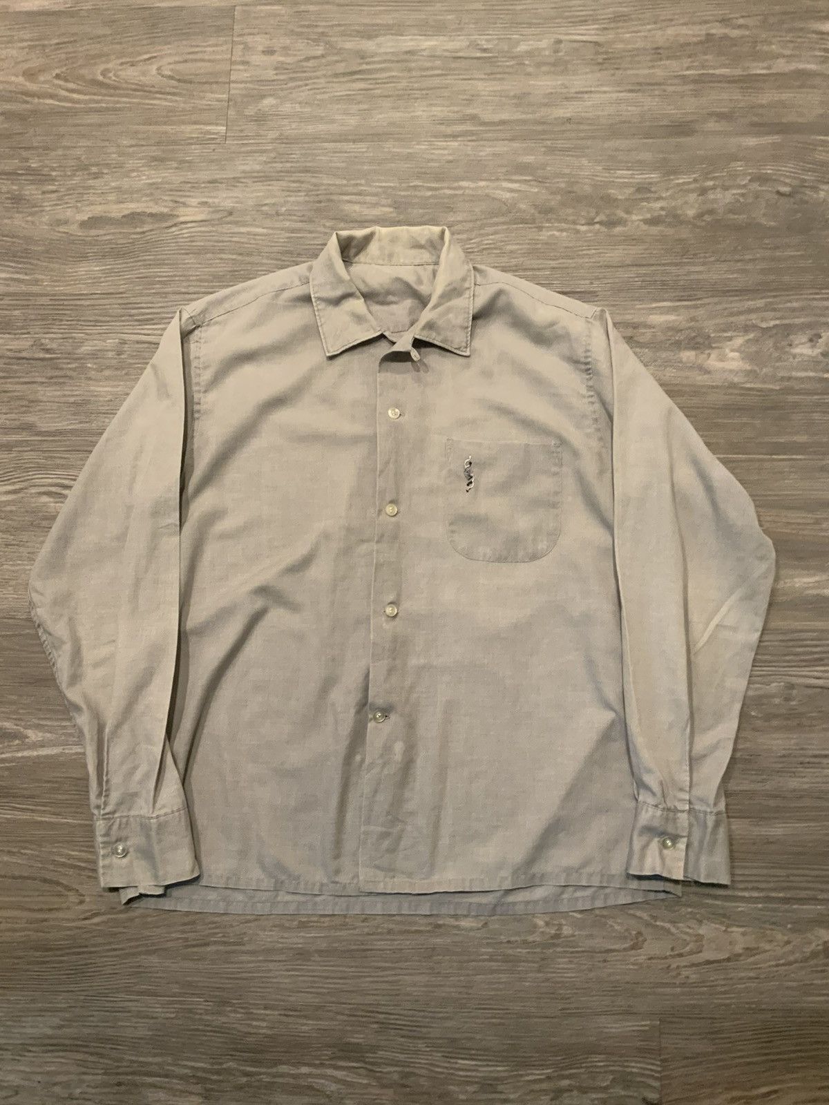 VTG 50s 60s Rockabilly Loop Collar Rat Pack Gabardine Shirt