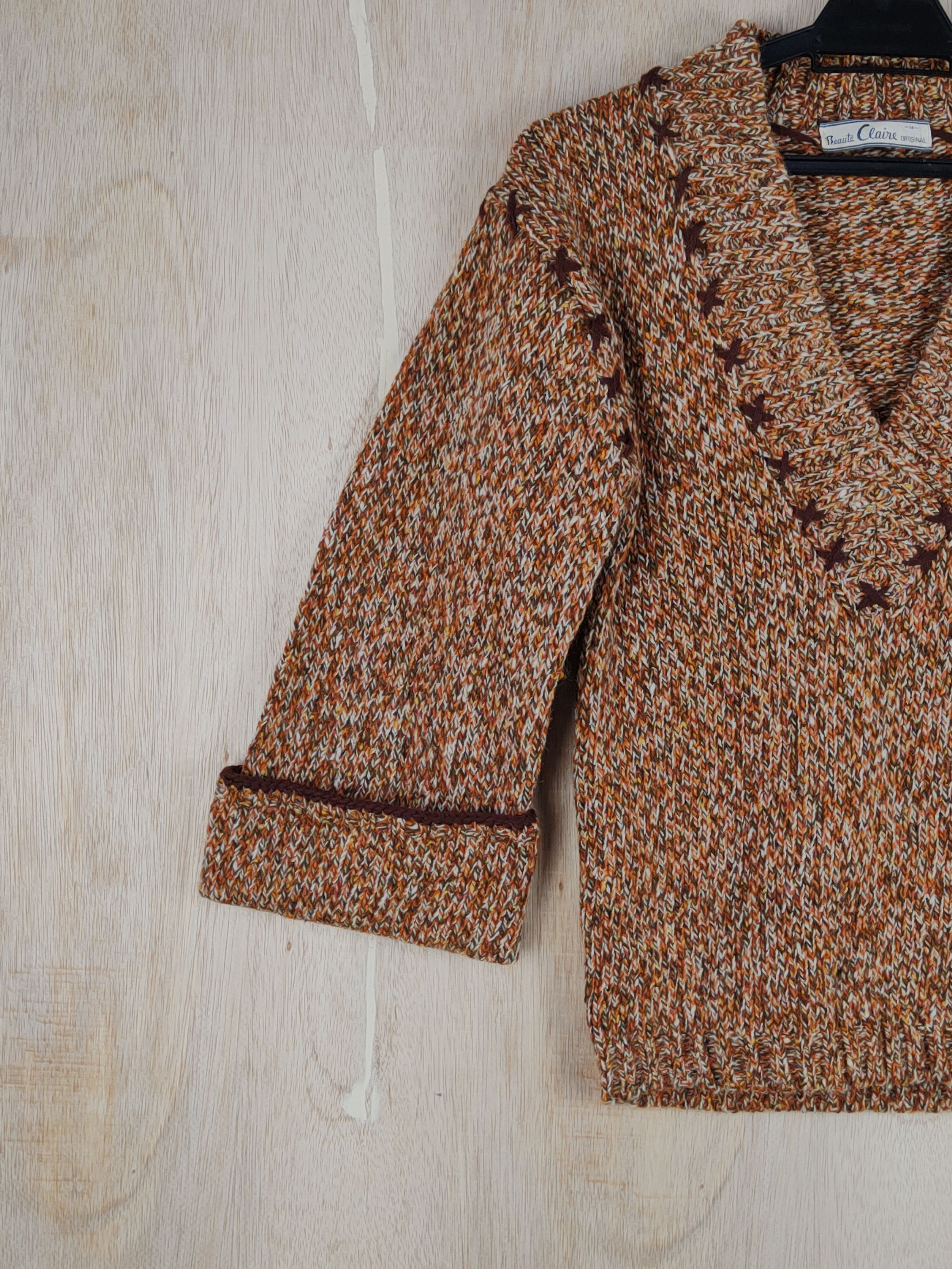 Homespun Knitwear × Japanese Brand × Vintage Beaute Claire Original Brown Knitwear #S304 Size M / US 6-8 / IT 42-44 - 3 Thumbnail