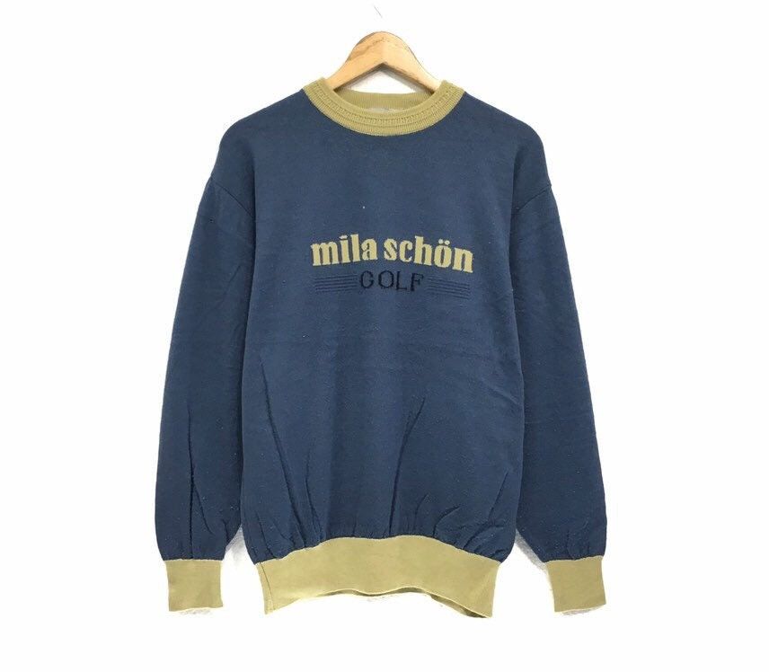 Mila Schon Golf Crewneck Sweatshirt Big Logo Spell Out