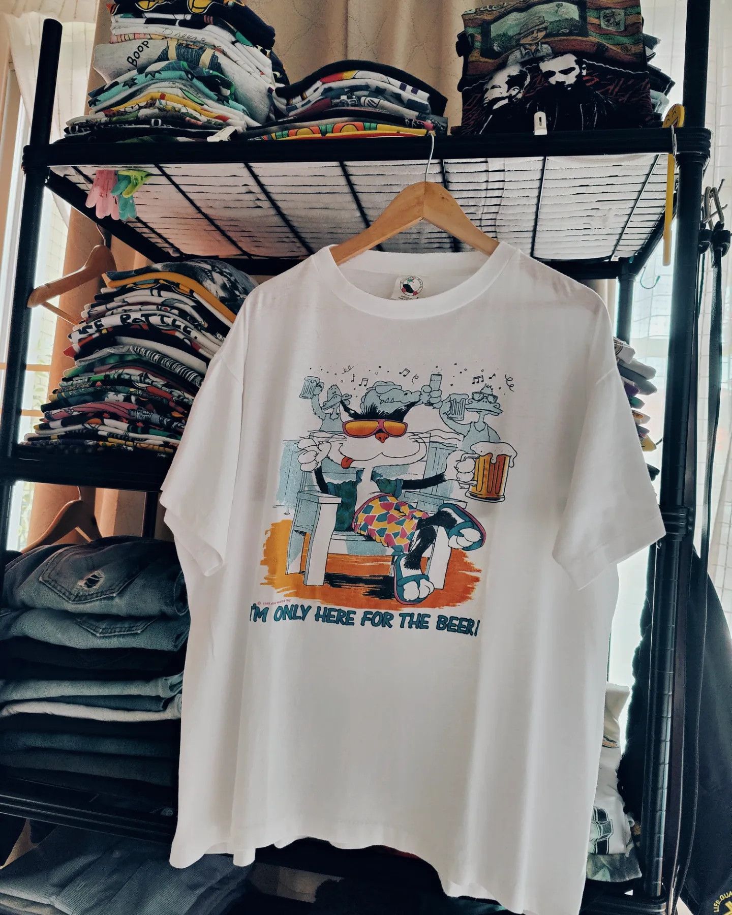 Vintage vintage 1988 Air Waves - I'm Only Here for the Beer 🍻 Size US XL / EU 56 / 4 - 5 Thumbnail