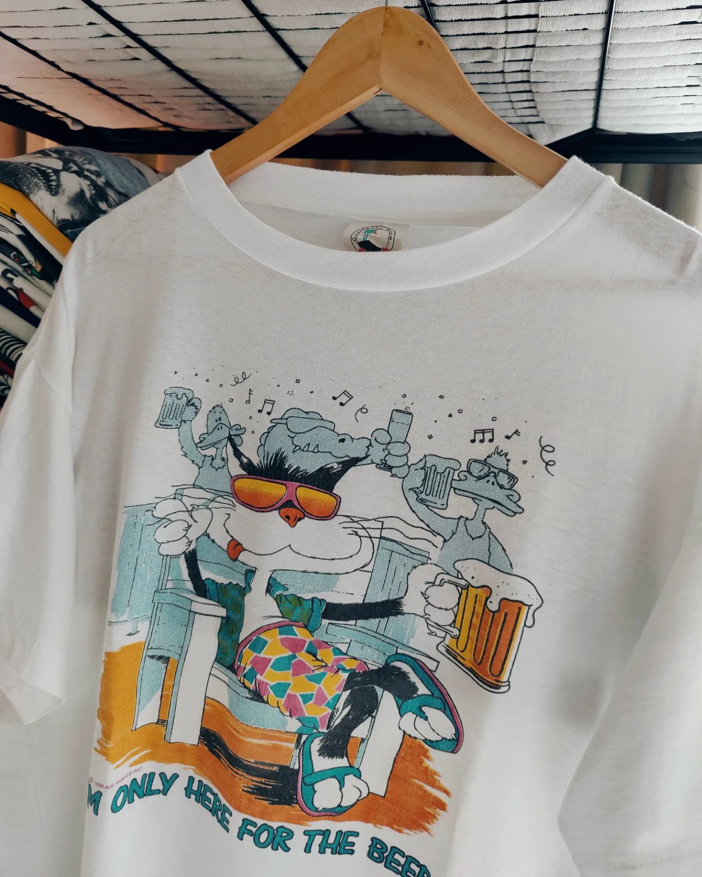 Vintage vintage 1988 Air Waves - I'm Only Here for the Beer 🍻 Size US XL / EU 56 / 4 - 4 Thumbnail