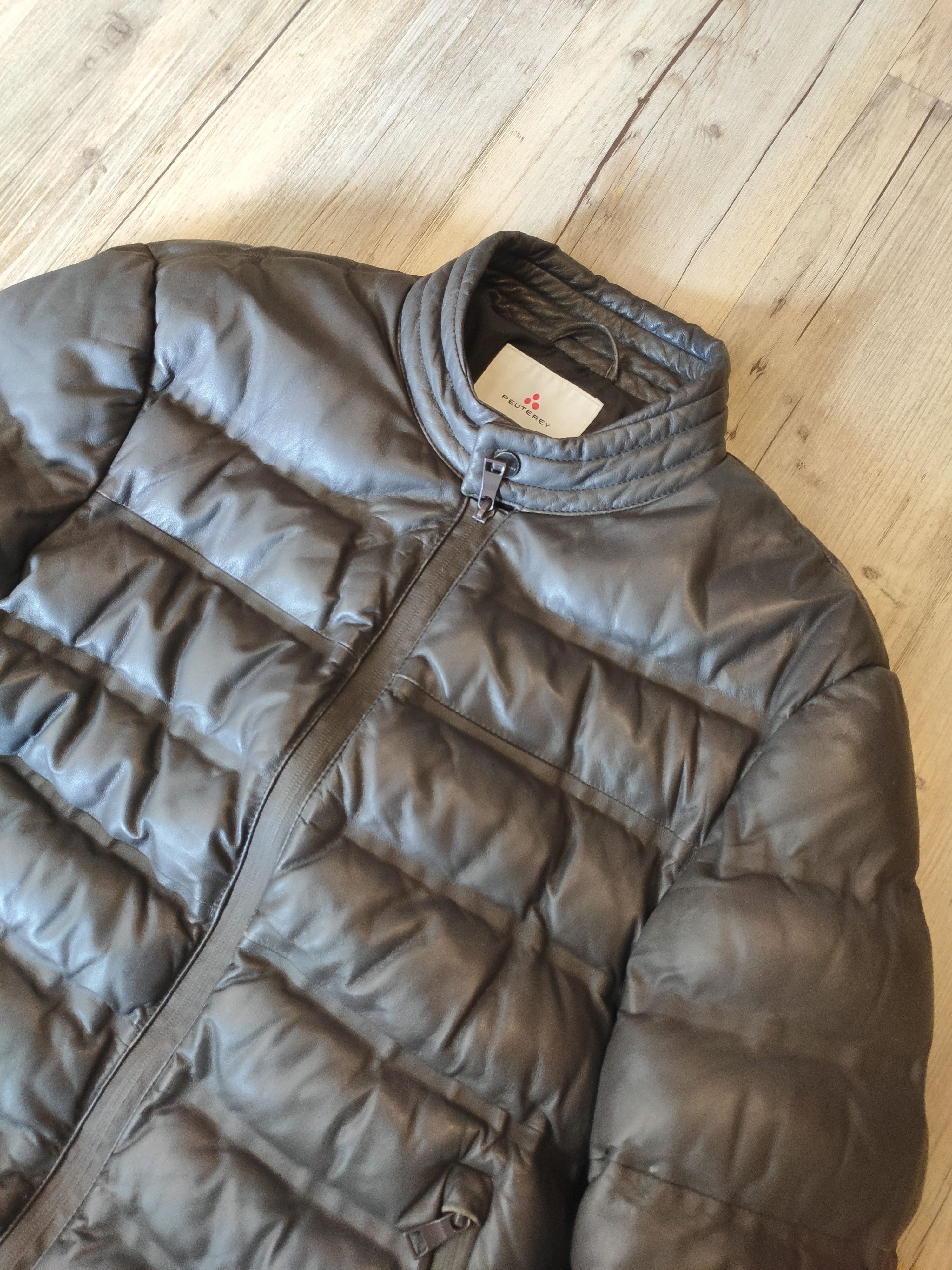 image of Peuterey Dornier Leather Down Jacket.like Saint Laurent Or Brioni in Dark Gray, Men's (Size Medium)