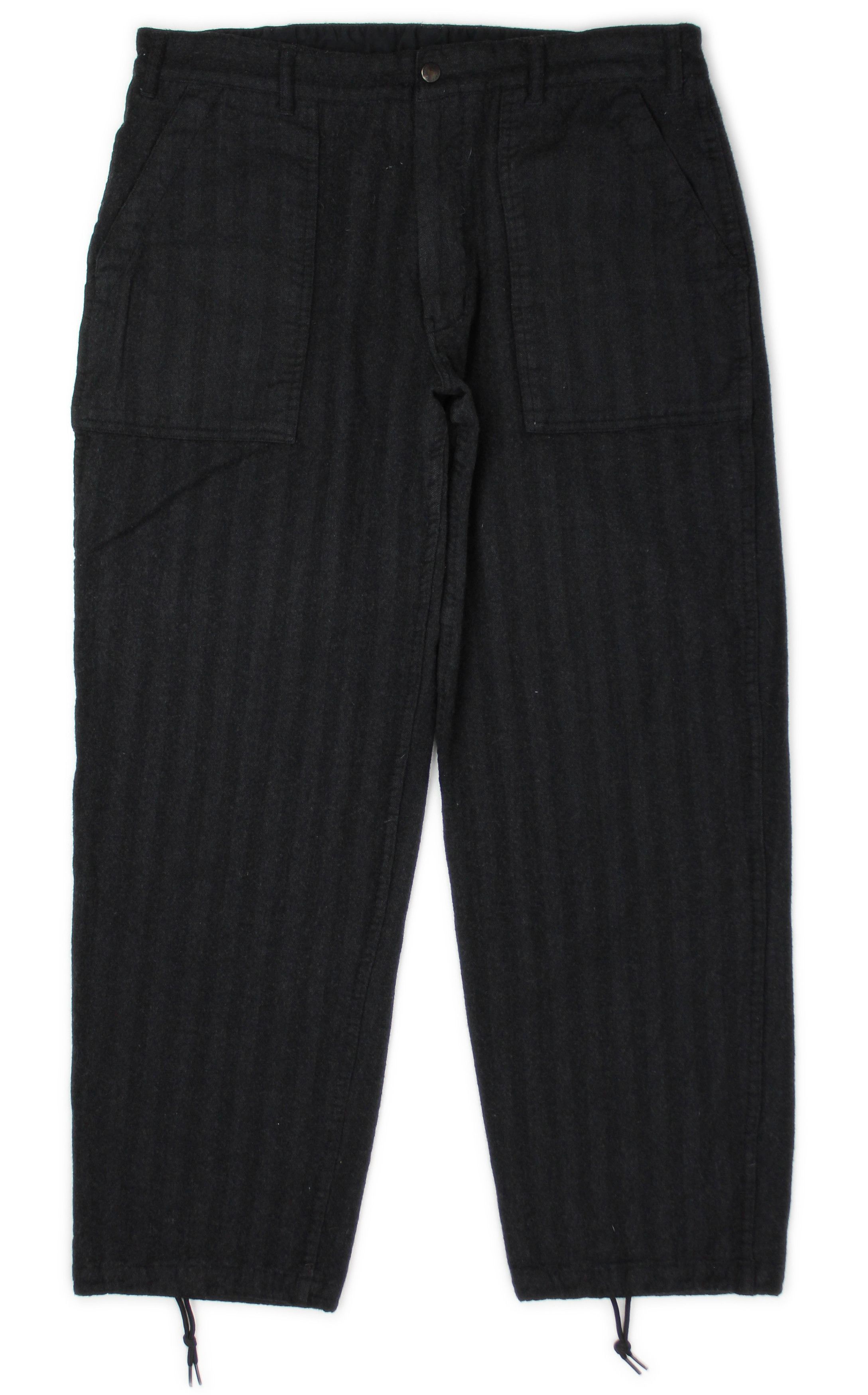 image of Engineered Garments x Nepenthes New York Herringbone Wool Fatigue Ground Pants in Charcoal (Size 36