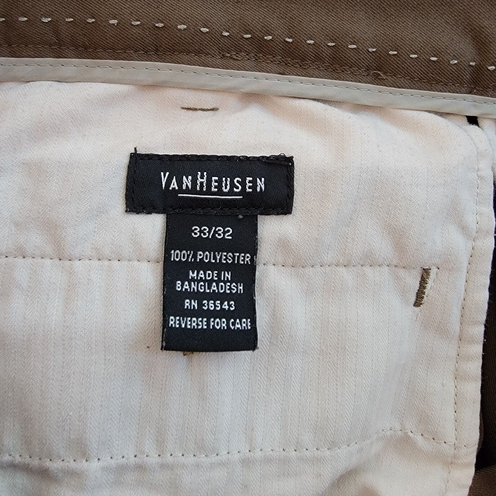 Van Heusen Van Heusen Pants 33x32 Brown Pleated Front Cuffed Size US 33 - 3 Thumbnail