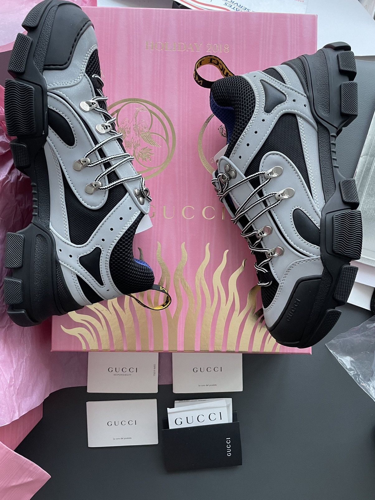 Gucci $1,500 Limited Edition Runway Flashtrek Reflective Sneaker Size US 10 / EU 43 - 15 Thumbnail