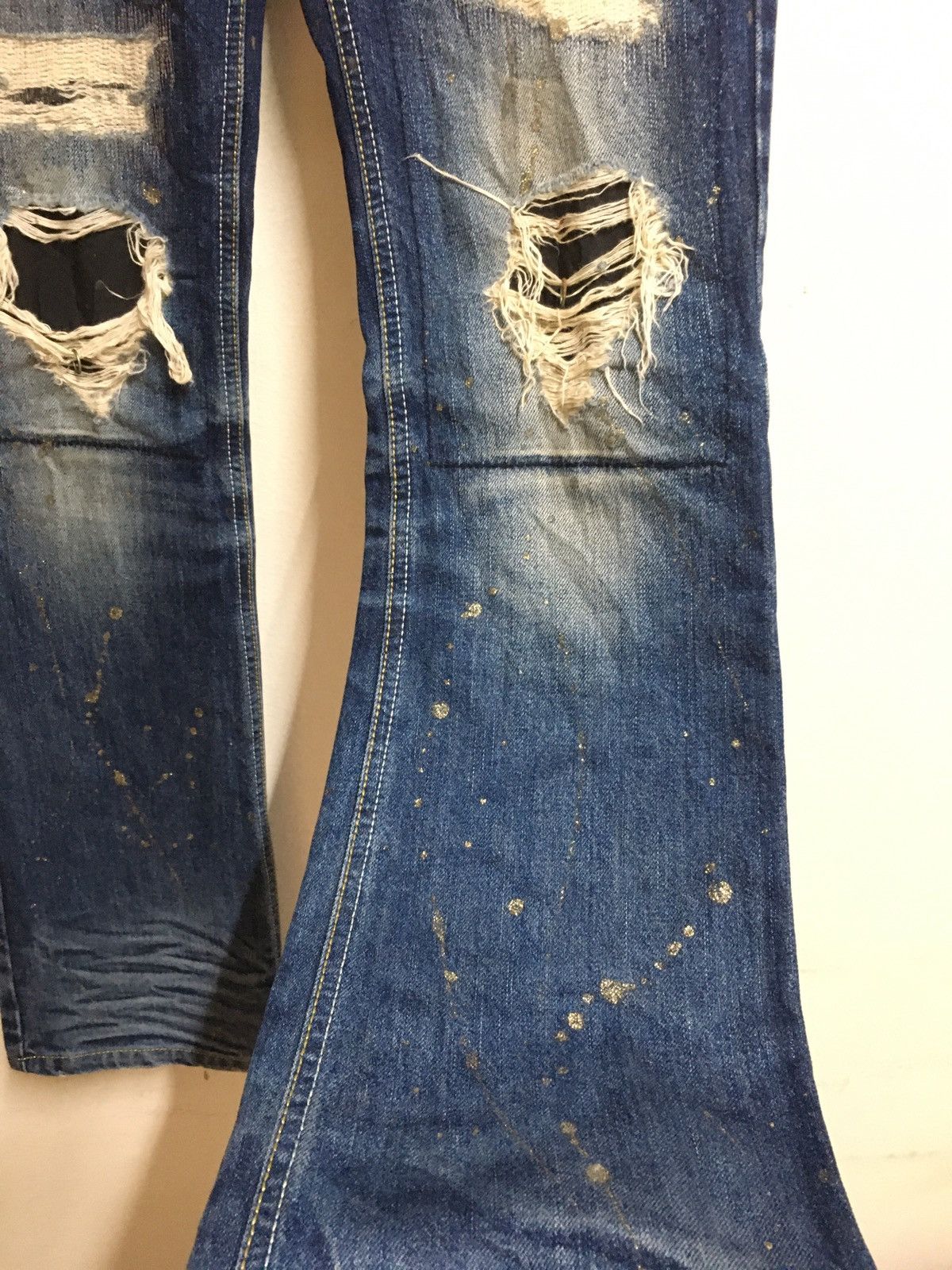 Japanese Brand Lagust flared distressed jeans y2k style Size US 30 / EU 46 - 4 Thumbnail