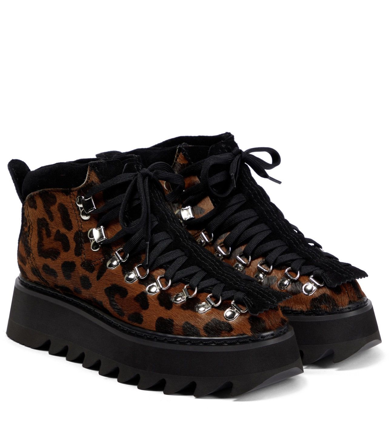 Ganni Leopard Print Walking Boots GANNI Leopard-Print Shell-Paneled Leather  Ankle Boots Endource