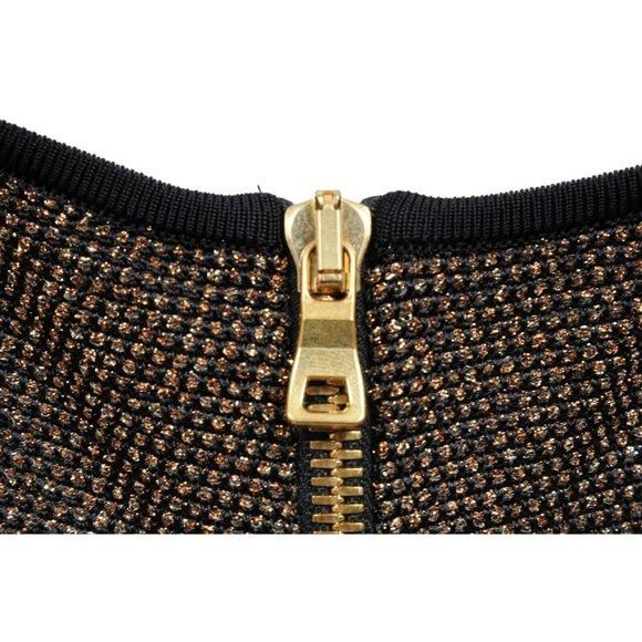 Balmain Runway Mini Dress Black Shinny Glitter Gold Fringe Size S / US 4 / IT 40 - 7 Thumbnail