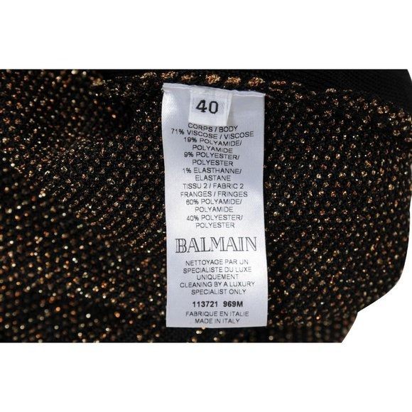 Balmain Runway Mini Dress Black Shinny Glitter Gold Fringe Size S / US 4 / IT 40 - 10 Thumbnail