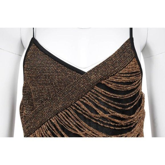 Balmain Runway Mini Dress Black Shinny Glitter Gold Fringe Size S / US 4 / IT 40 - 4 Thumbnail