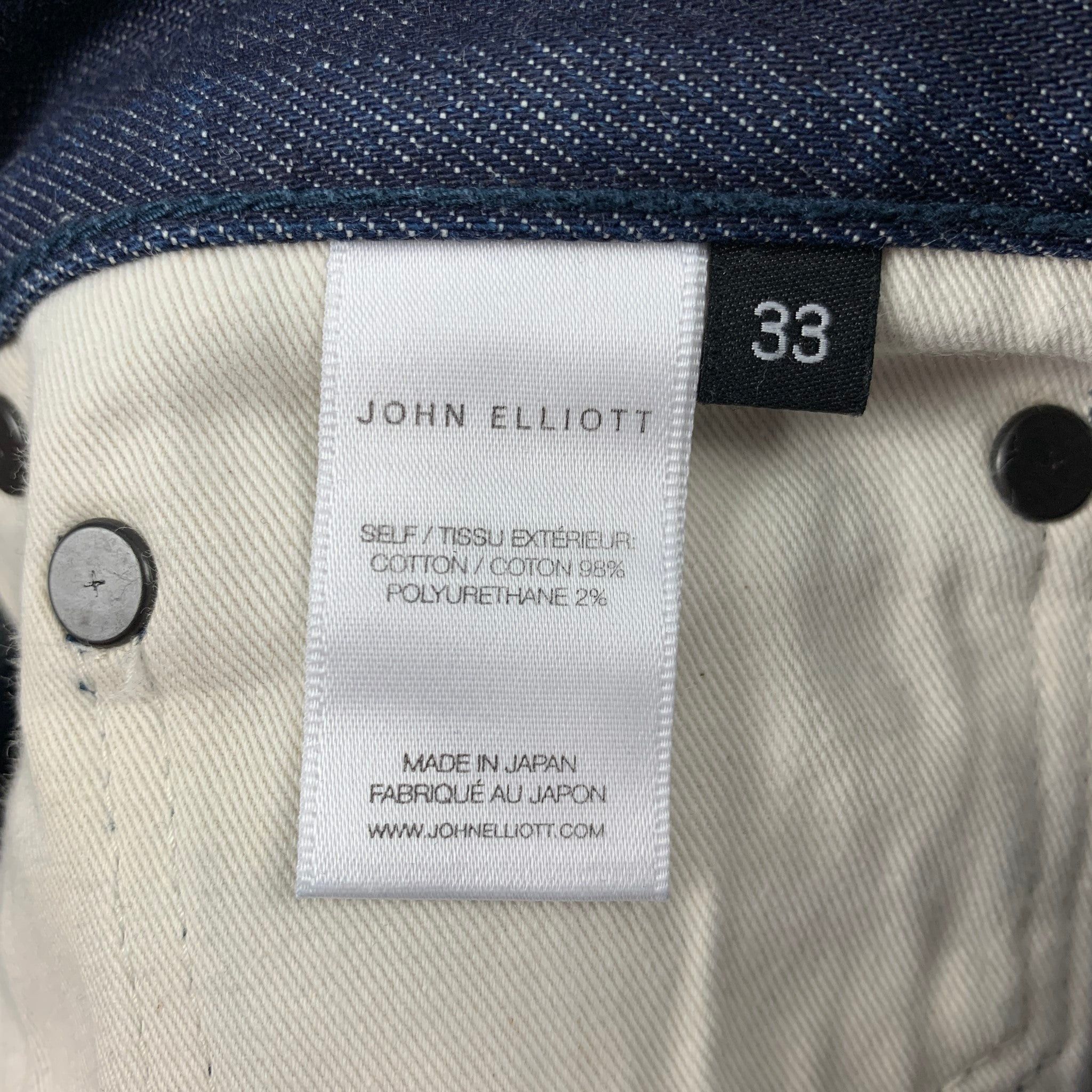 John Elliott Indigo Cotton Polyurethane Slim Jeans Size US 33 - 3 Thumbnail