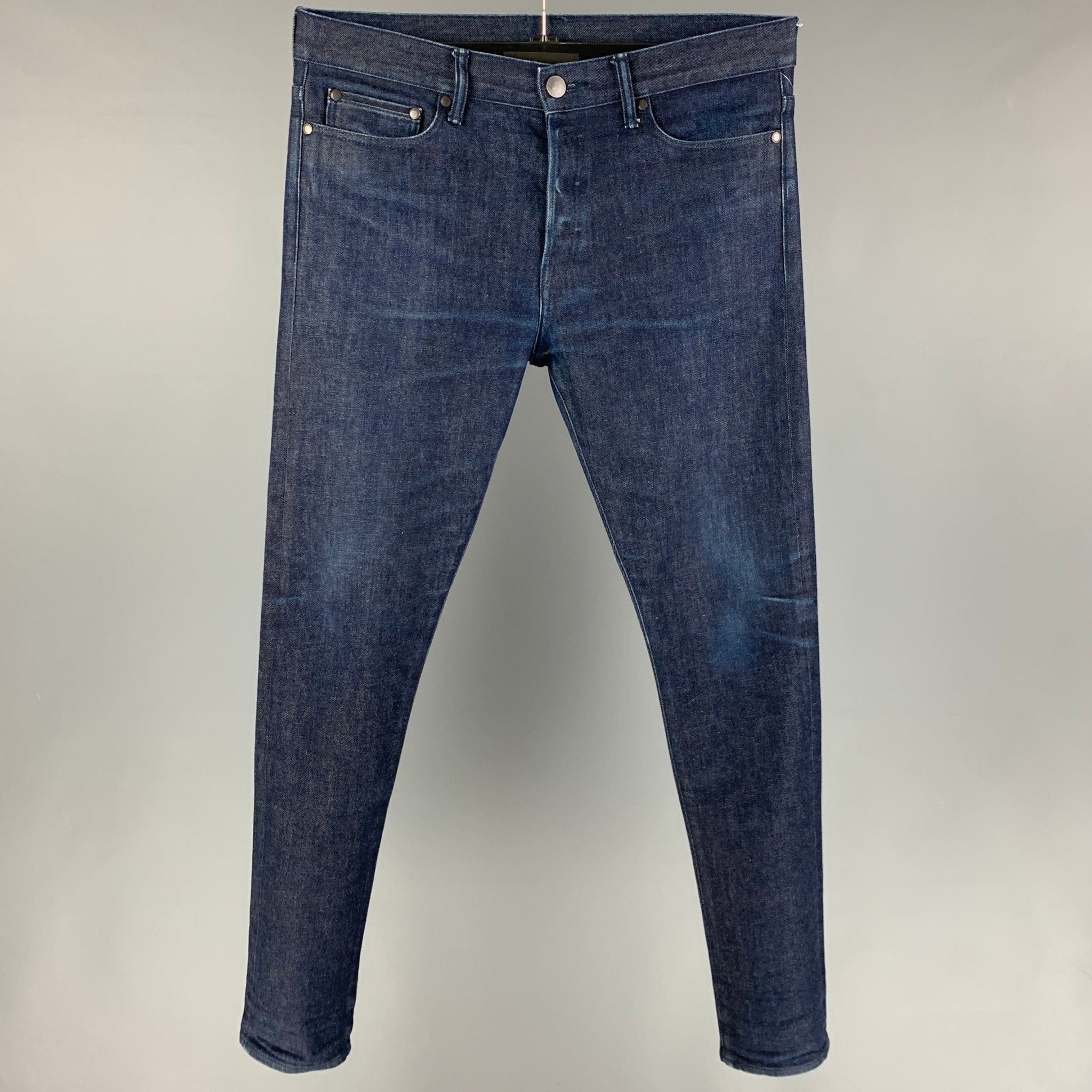 John Elliott Indigo Cotton Polyurethane Slim Jeans Size US 33 - 1 Thumbnail