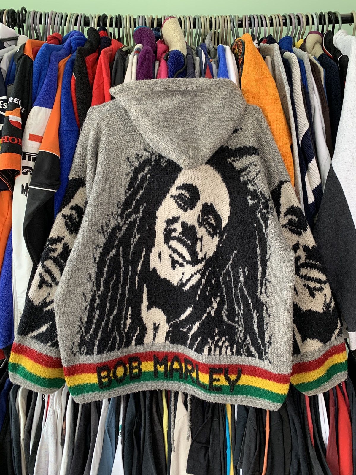 Bob Marley × Vintage VINTAGE 90's BOB MARLEY WOOL HOODED JACKET Size US L / EU 52-54 / 3 - 2 Thumbnail