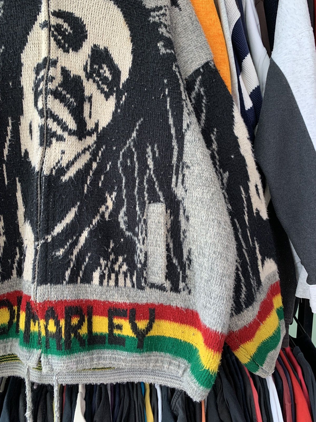 Bob Marley × Vintage VINTAGE 90's BOB MARLEY WOOL HOODED JACKET Size US L / EU 52-54 / 3 - 5 Thumbnail