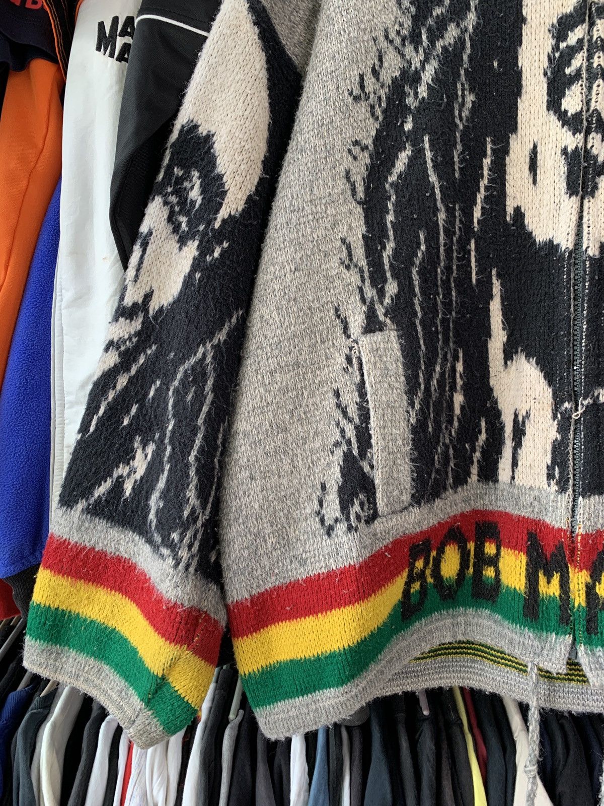 Bob Marley × Vintage VINTAGE 90's BOB MARLEY WOOL HOODED JACKET Size US L / EU 52-54 / 3 - 4 Thumbnail