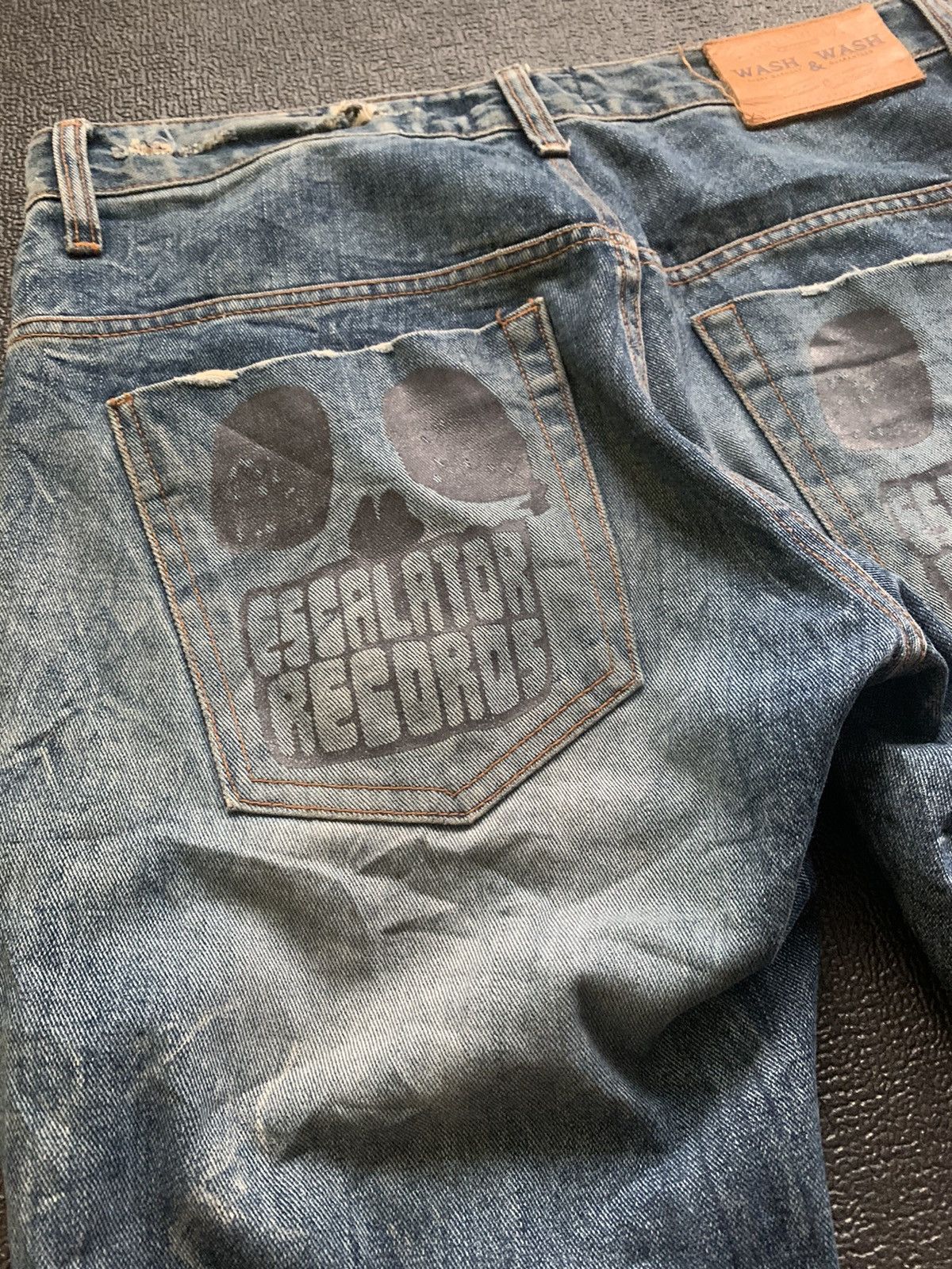 Japanese Brand Distressed Jeans Skull Logo Size US 33 - 6 Thumbnail