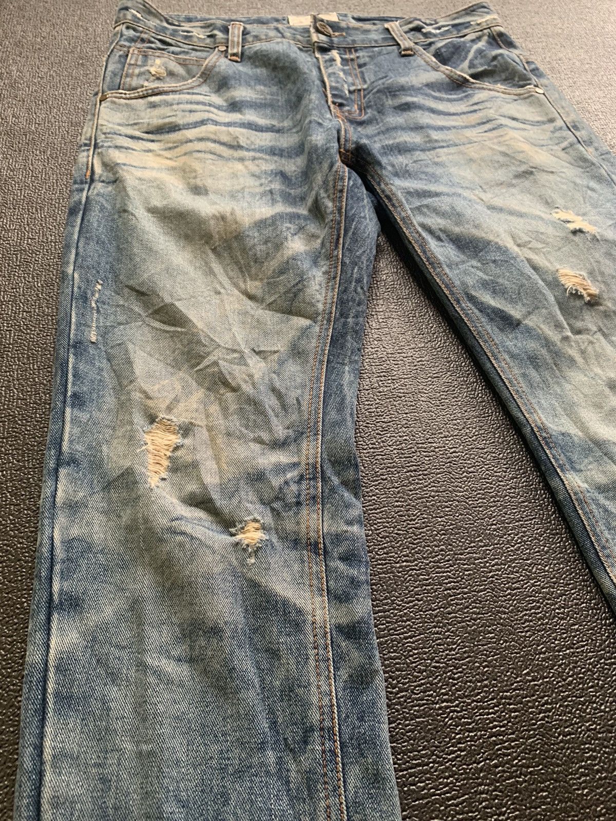 Japanese Brand Distressed Jeans Skull Logo Size US 33 - 4 Thumbnail