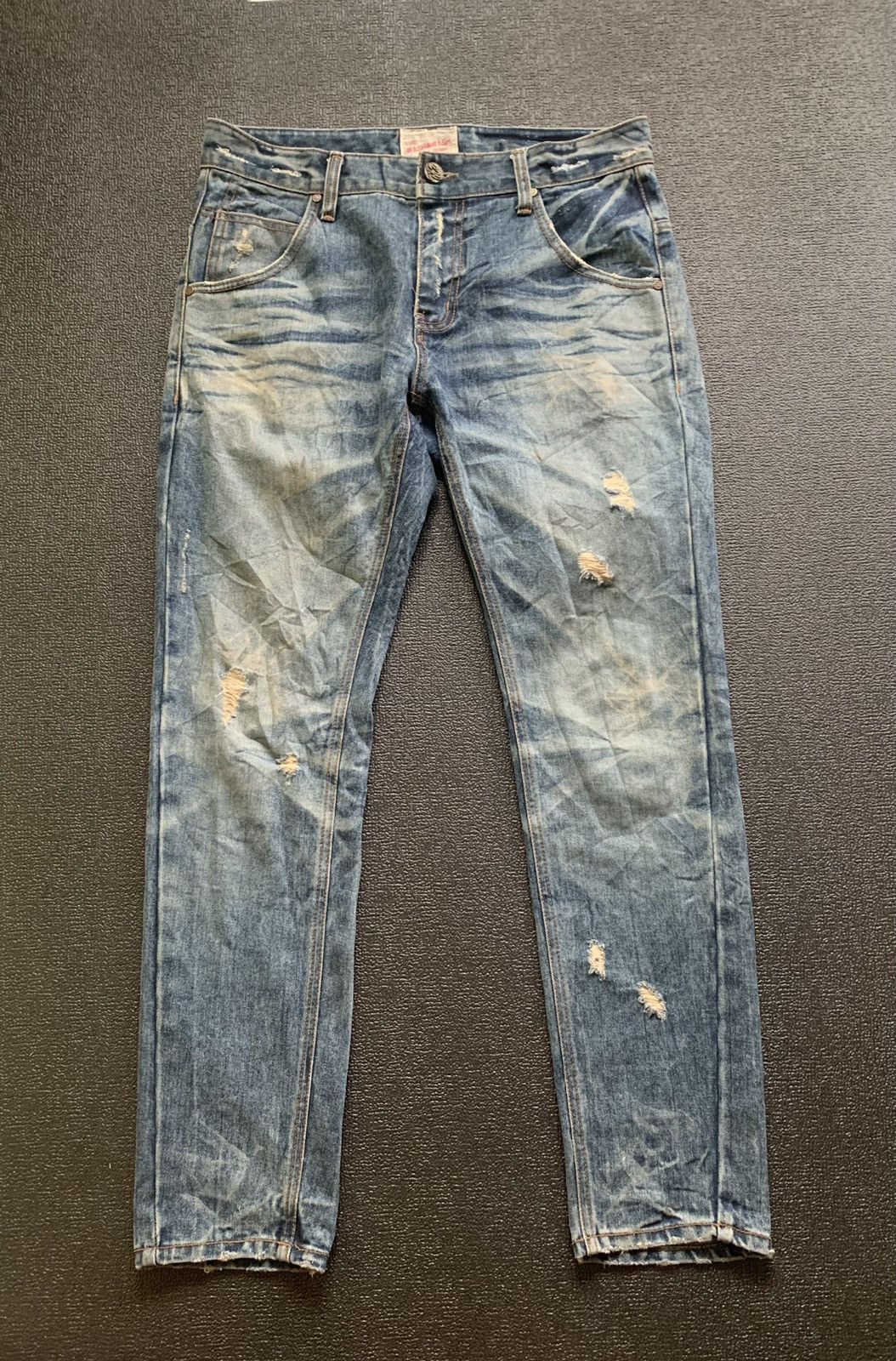 Japanese Brand Distressed Jeans Skull Logo Size US 33 - 3 Thumbnail