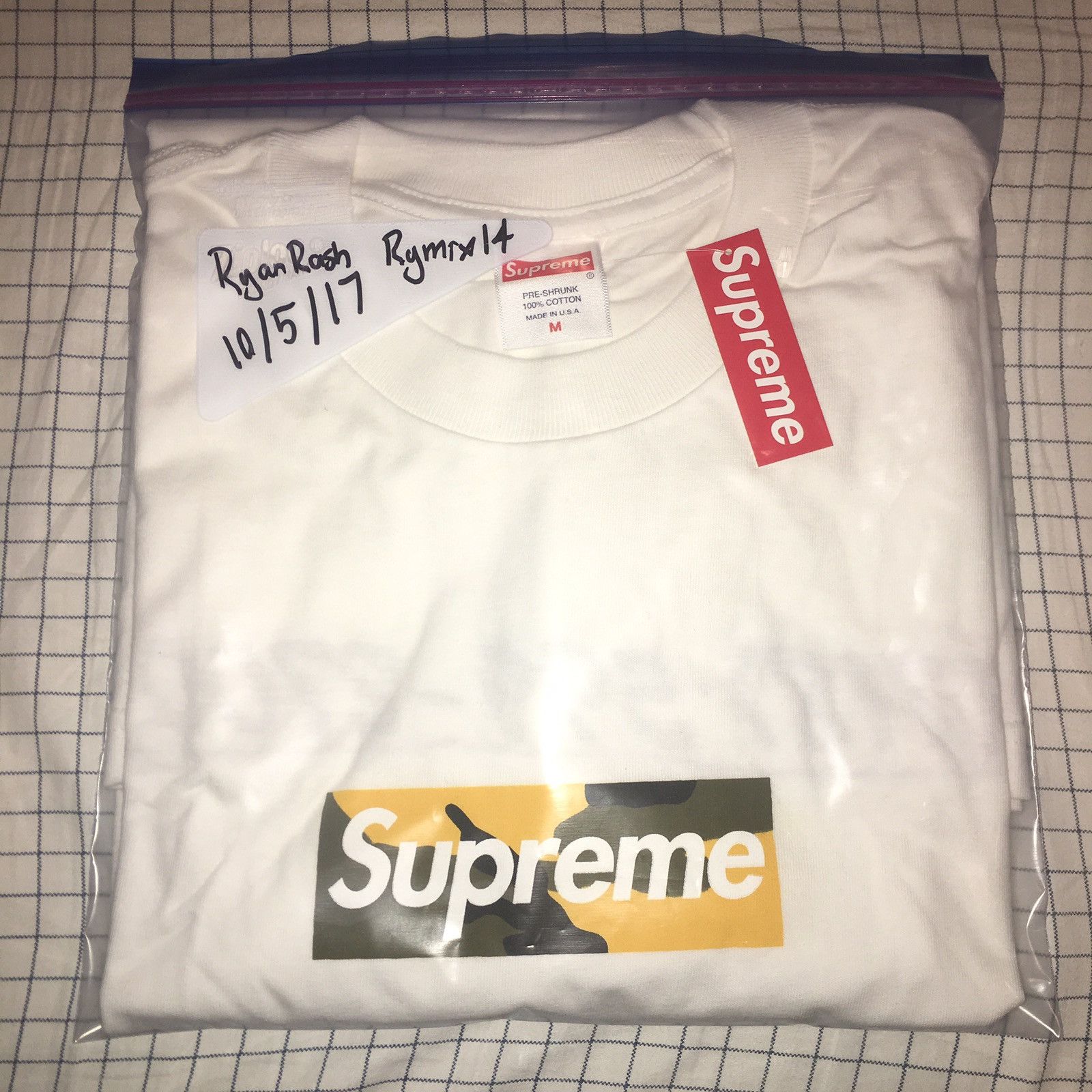 Supreme Brooklyn Box Logo Tee Yellow Camo Medium Bogo