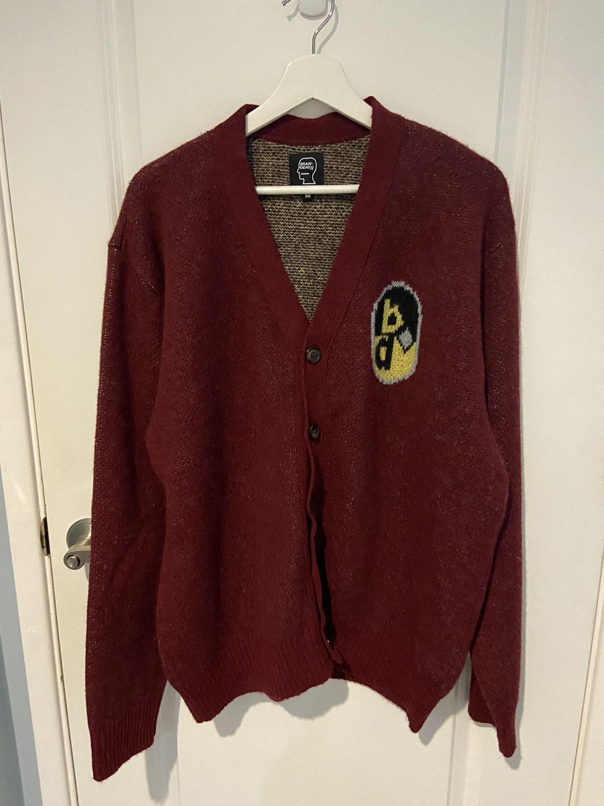 image of Brain Dead Braindead Sunshine Cardigan in Maroon, Men's (Size Medium)